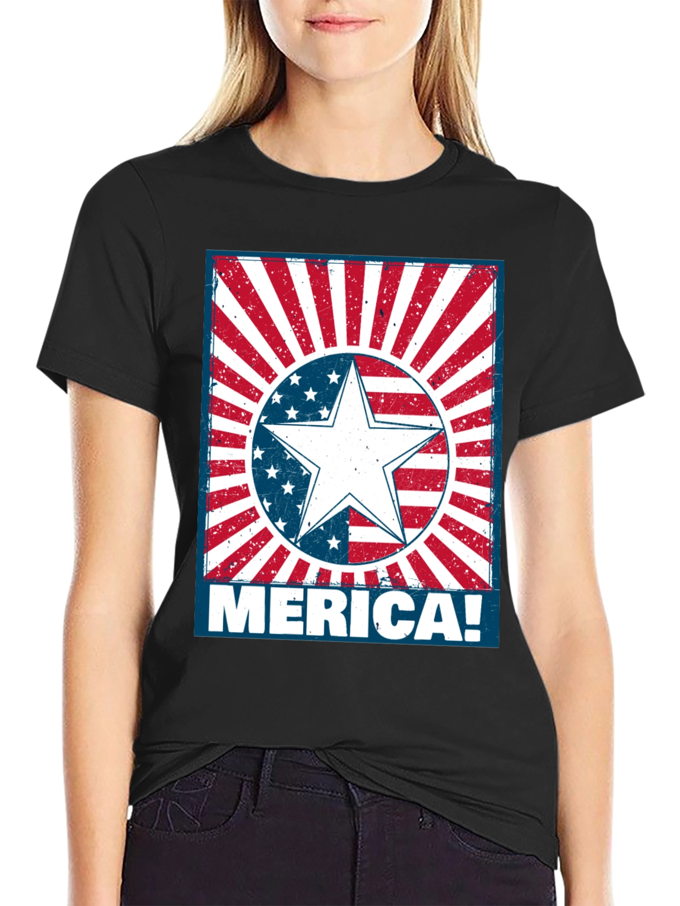 Patriotic Merica Star Graphic T-Shirt