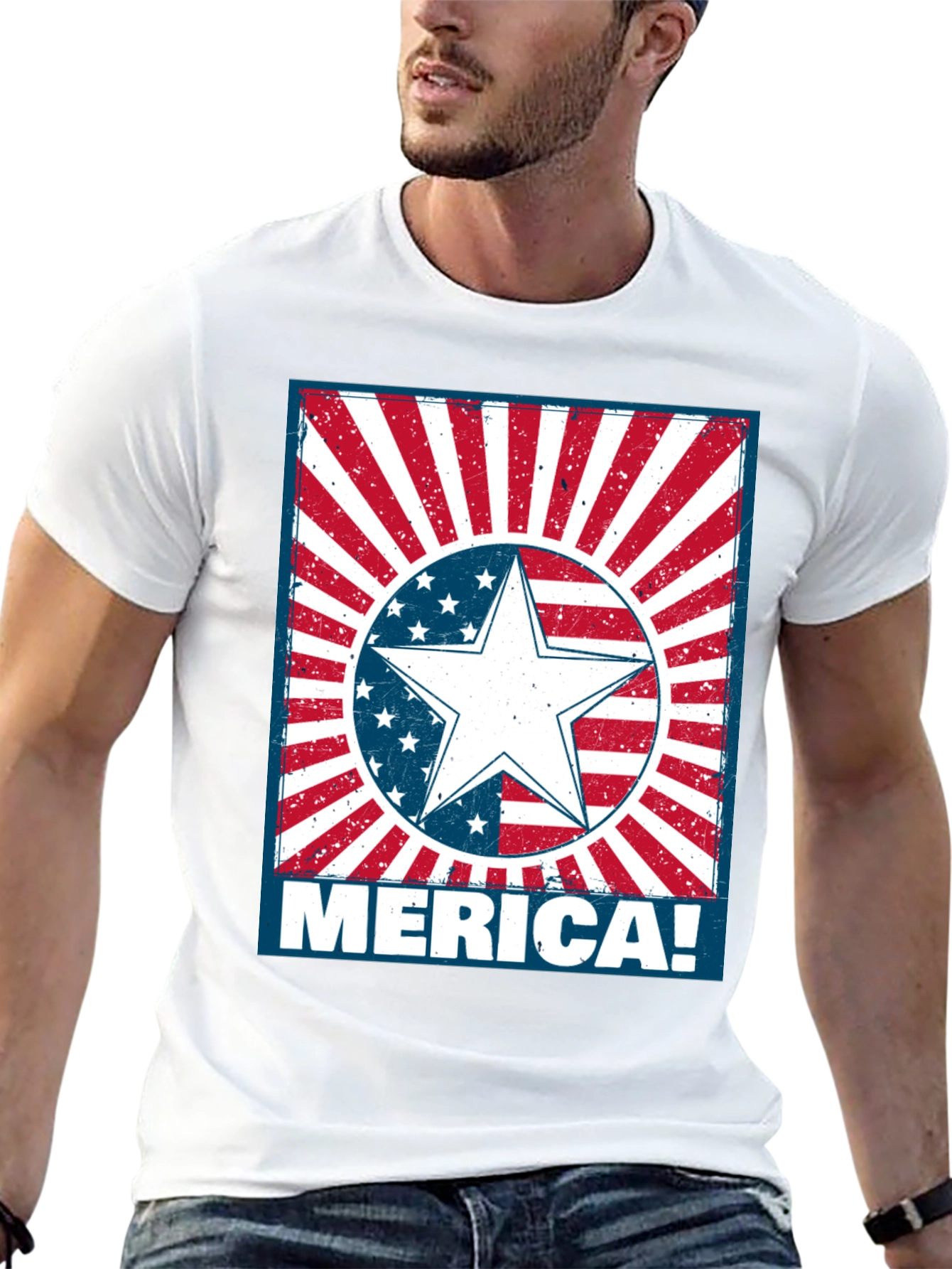Patriotic Merica Star Graphic T-Shirt
