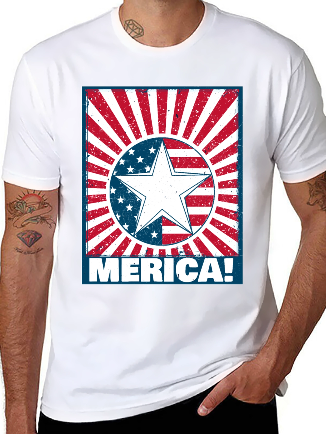 Patriotic Merica Star Graphic T-Shirt