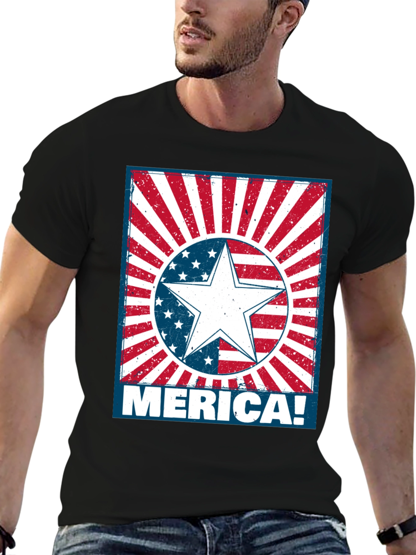 Patriotic Merica Star Graphic T-Shirt