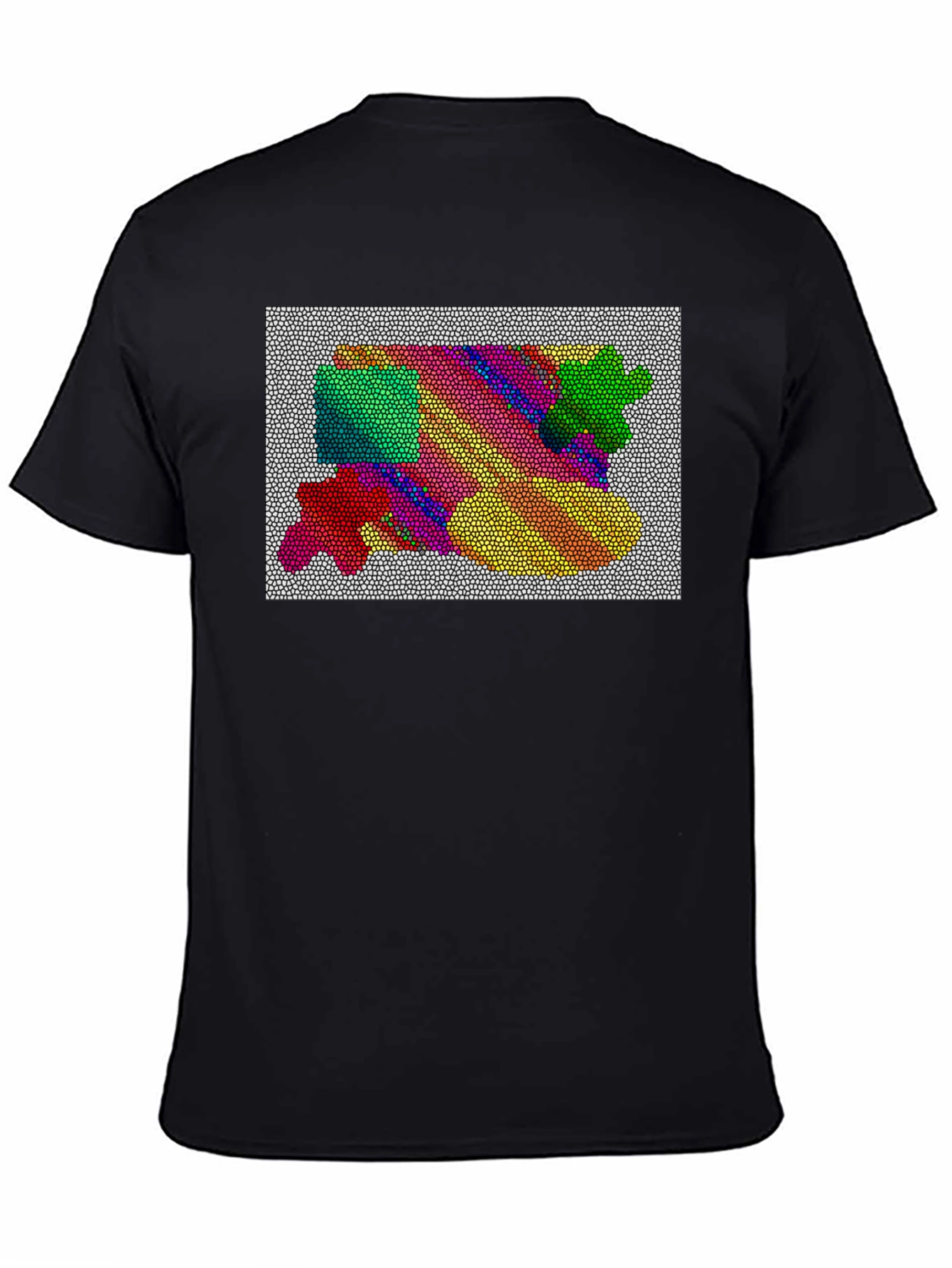 Abstract Mosaic Graphic Tee - Artistic Black T-Shirt