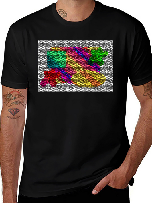 Abstract Mosaic Graphic Tee - Artistic Black T-Shirt