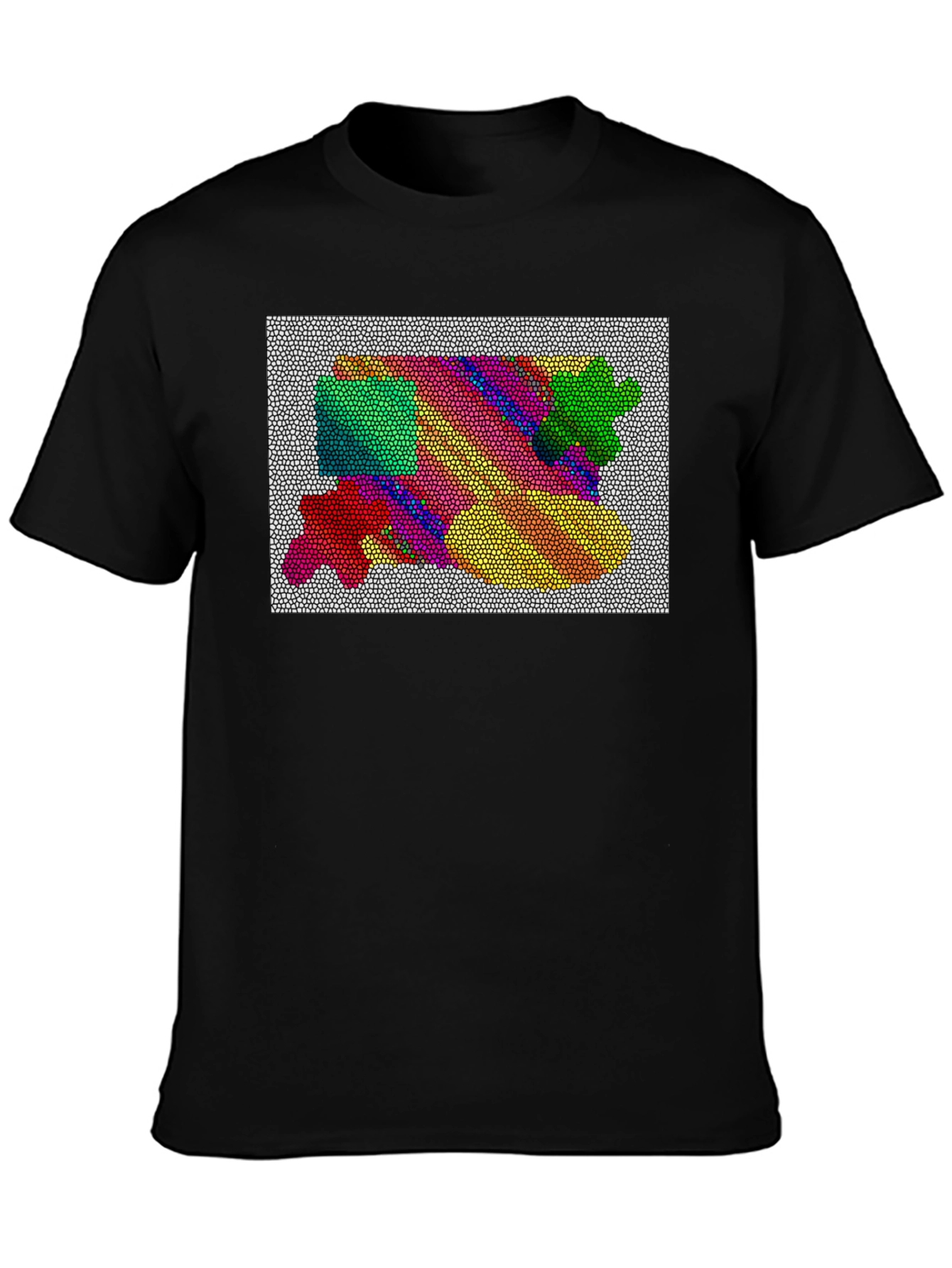 Abstract Mosaic Graphic Tee - Artistic Black T-Shirt
