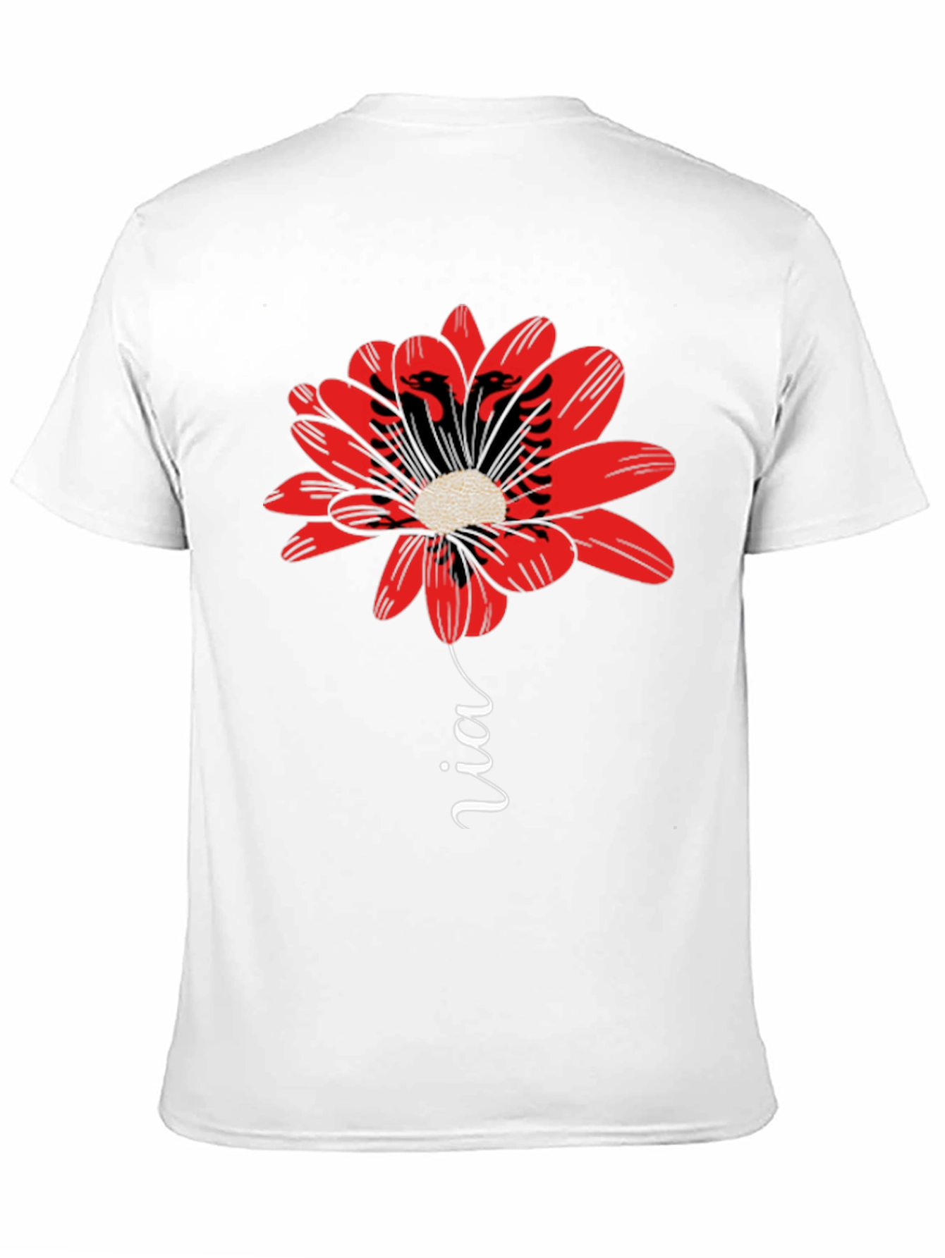Floral Albanian Eagle T-Shirt - Black