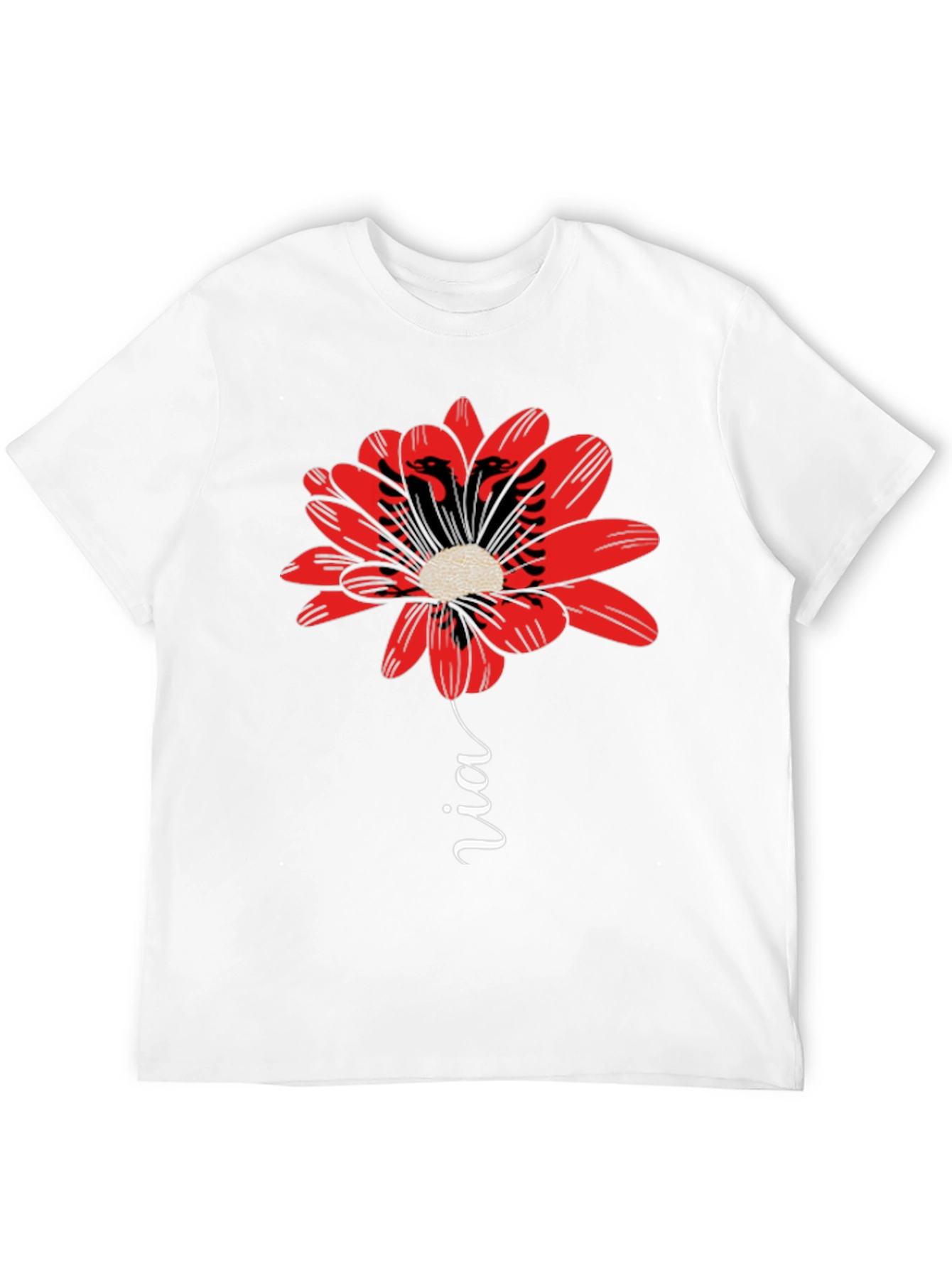 Floral Albanian Eagle T-Shirt - Black