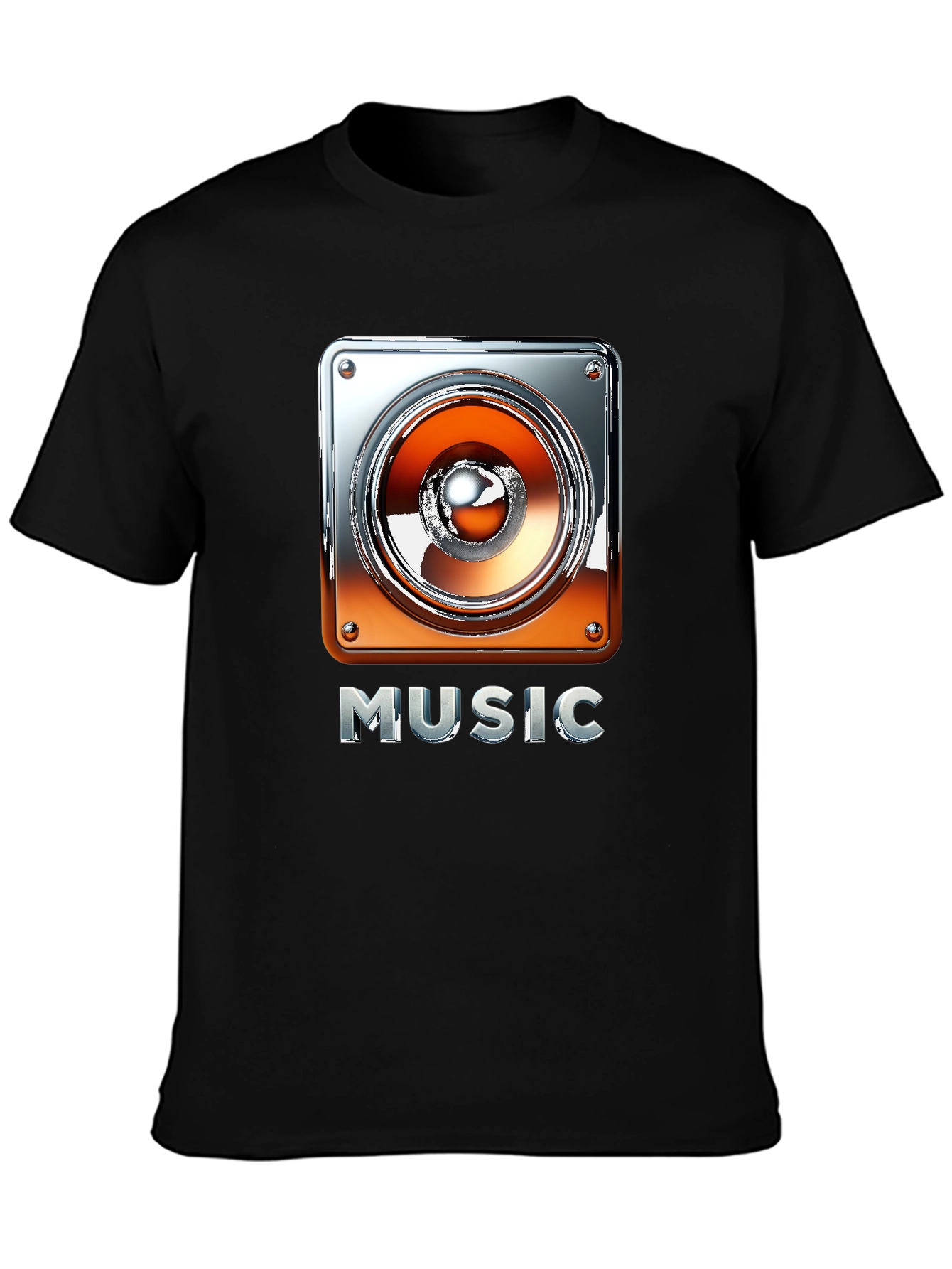 Music Graphic Tee - Black T-Shirt with Speaker Design