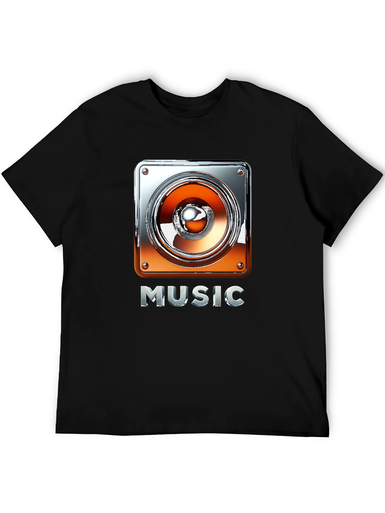 Music Graphic Tee - Black T-Shirt with Speaker Design