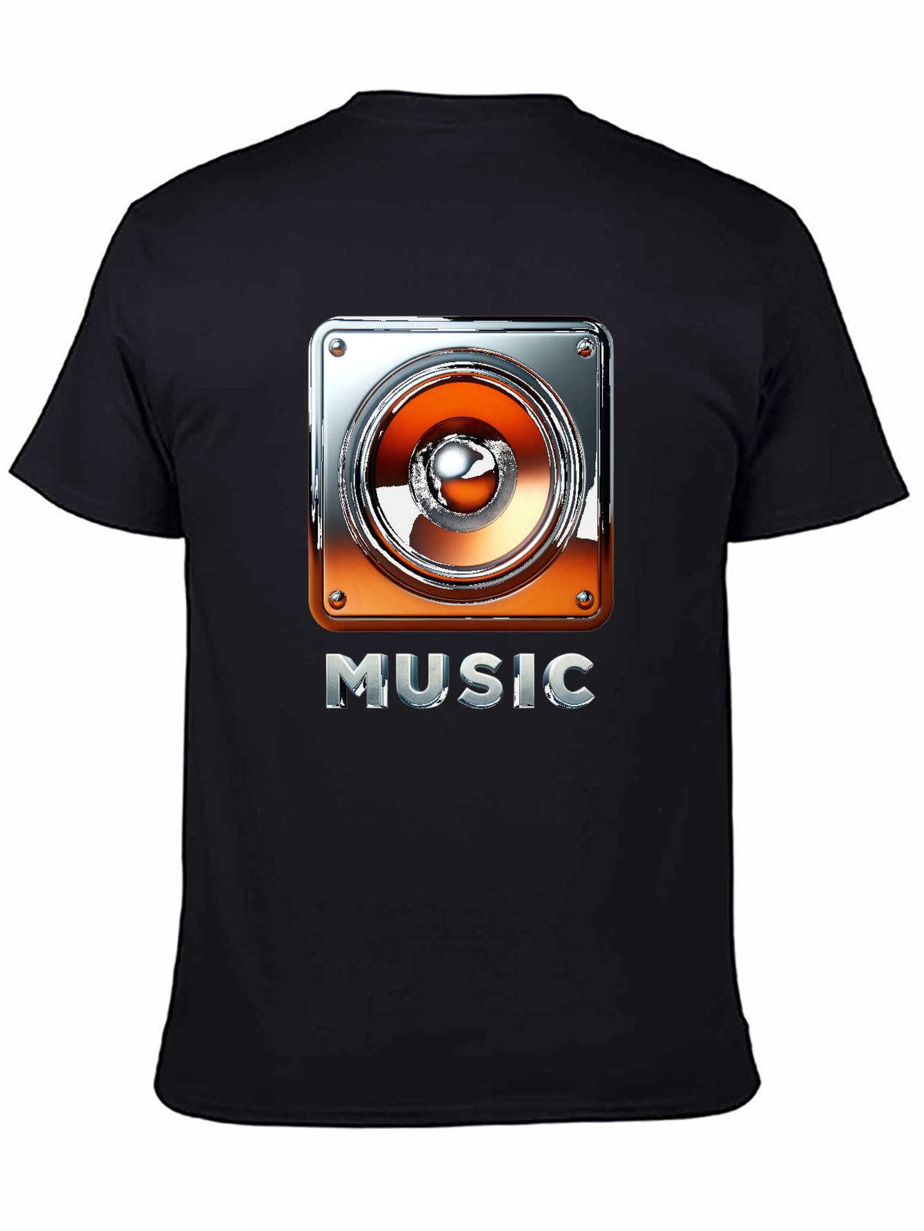 Music Graphic Tee - Black T-Shirt with Speaker Design