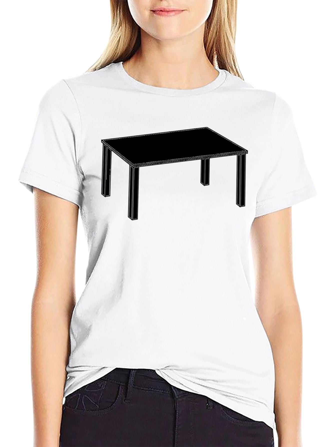 Geometric Table Graphic Tee - Modern Design Black T-Shirt
