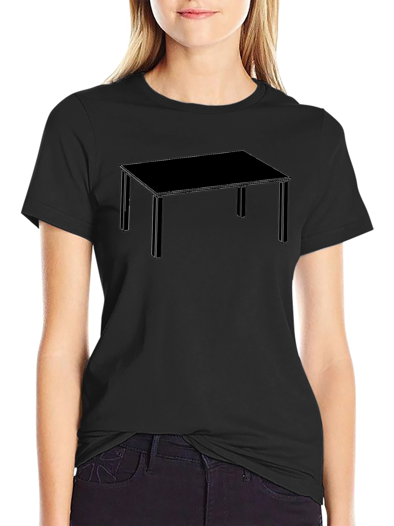 Geometric Table Graphic Tee - Modern Design Black T-Shirt
