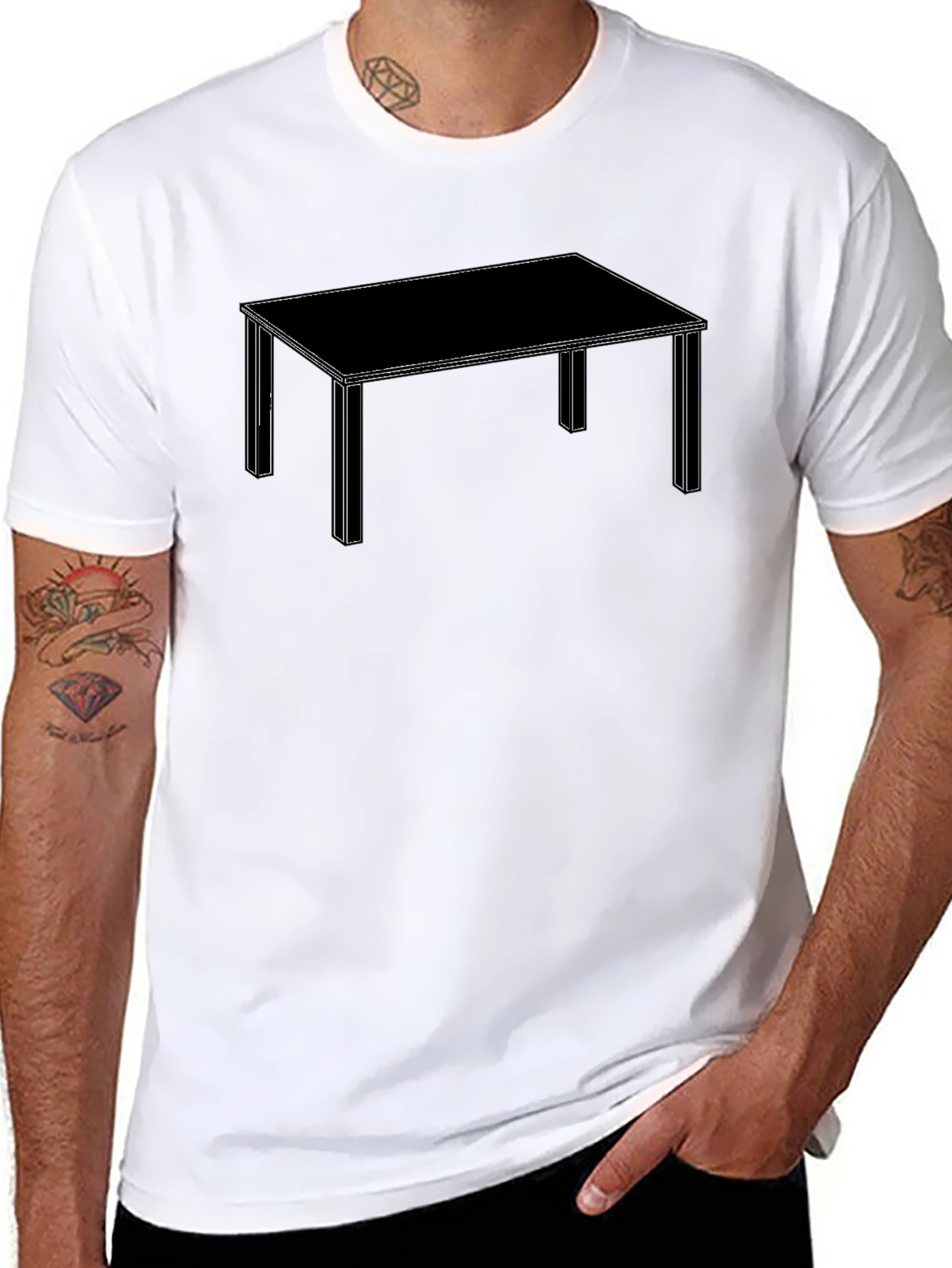 Geometric Table Graphic Tee - Modern Design Black T-Shirt