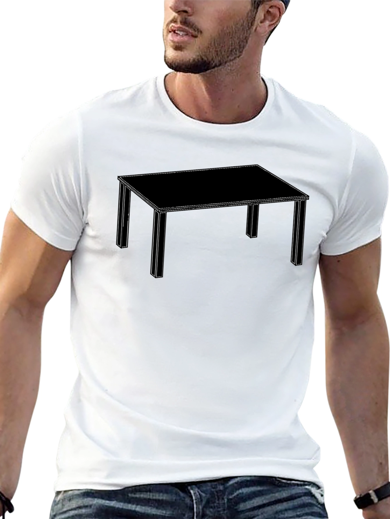 Geometric Table Graphic Tee - Modern Design Black T-Shirt