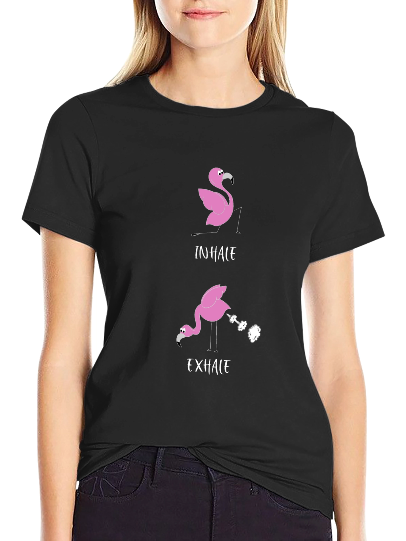 Inhale Exhale Flamingo Graphic Tee