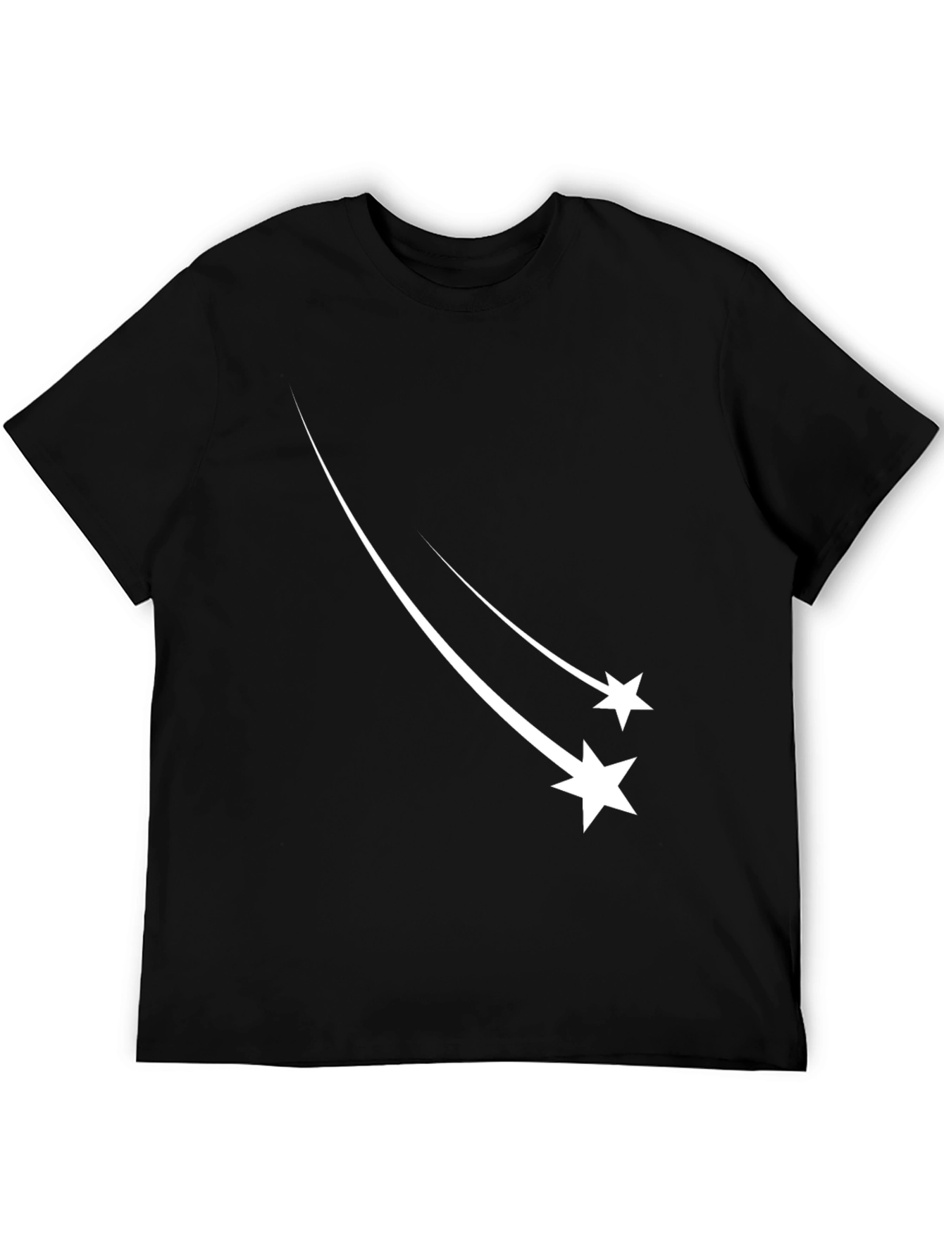 Mens Black T-Shirt with Shooting Stars Design