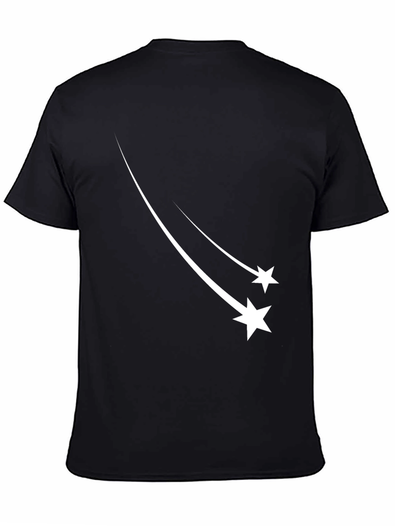 Mens Black T-Shirt with Shooting Stars Design