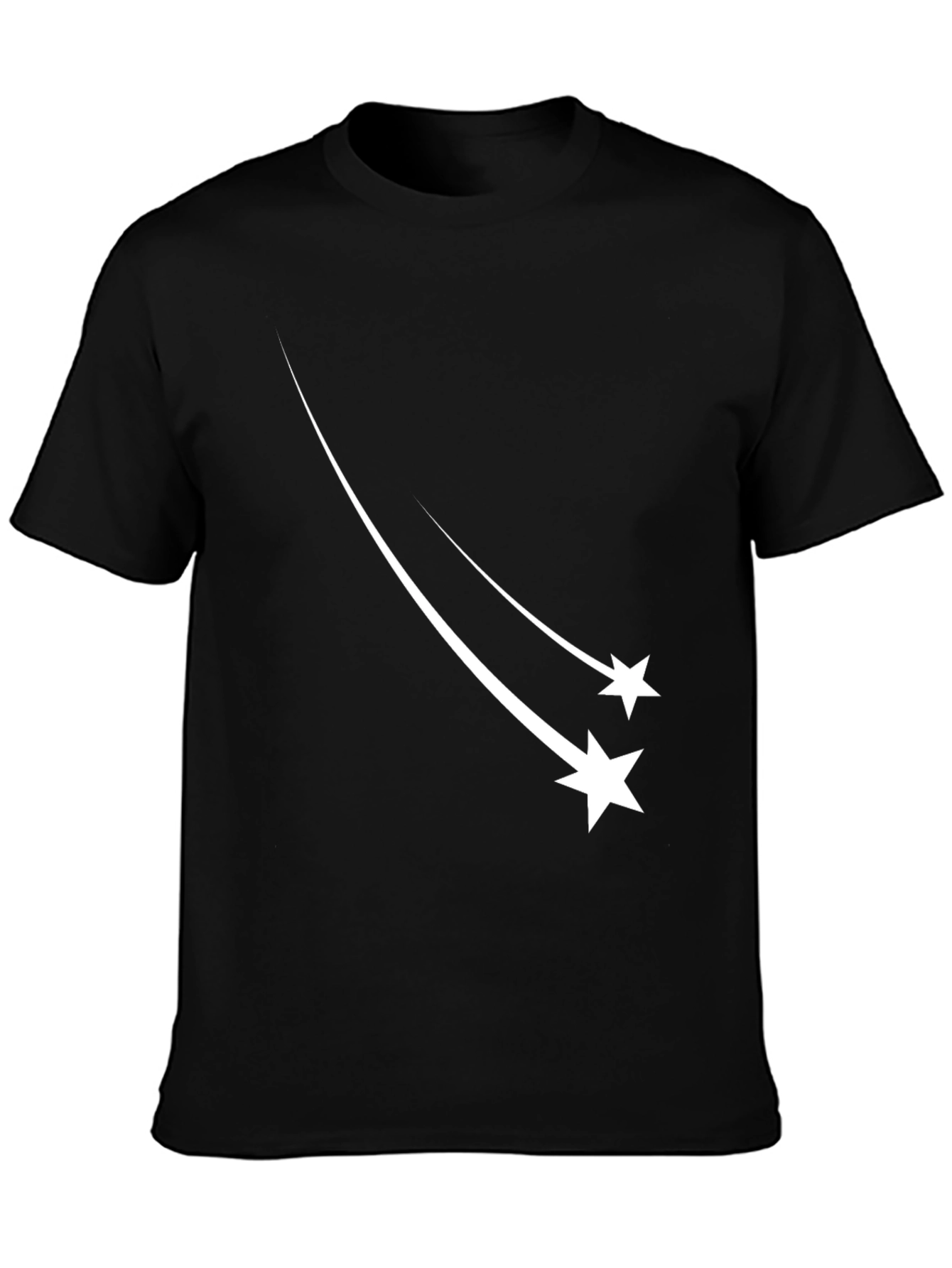 Mens Black T-Shirt with Shooting Stars Design