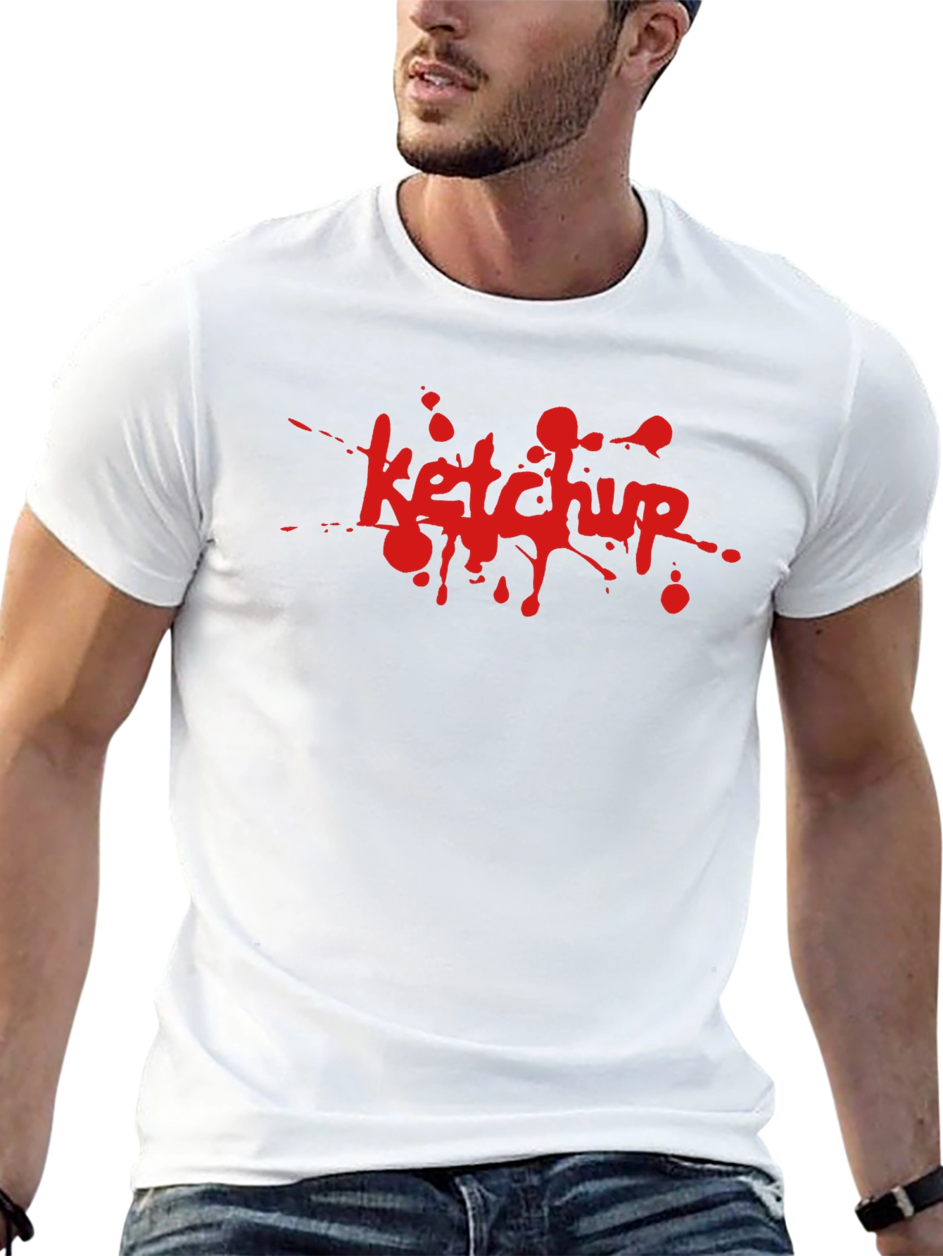 Ketchup Splatter Graphic T-Shirt - Novelty Tee