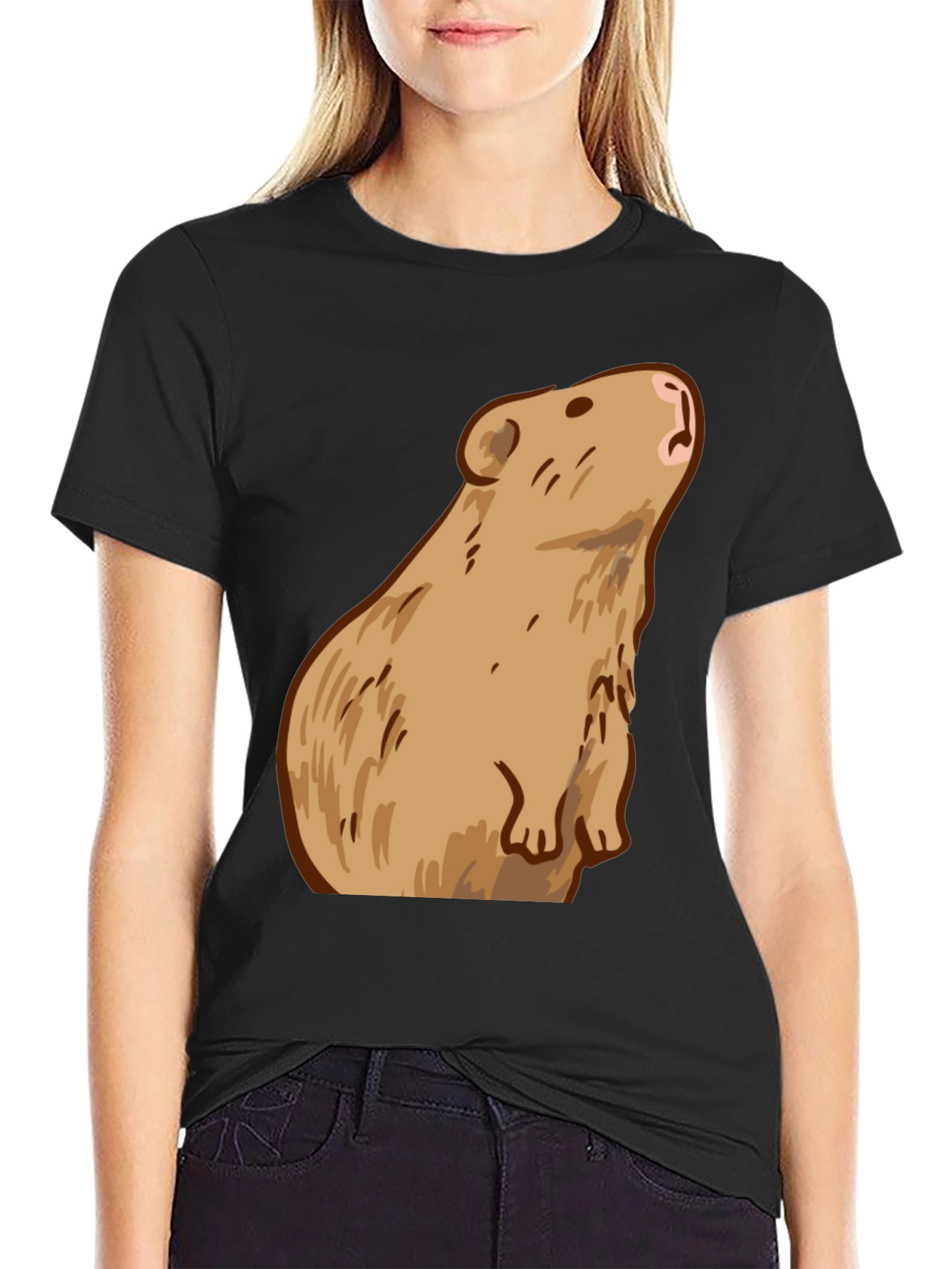 Capybara Graphic Print Tee - Trendy Comfort