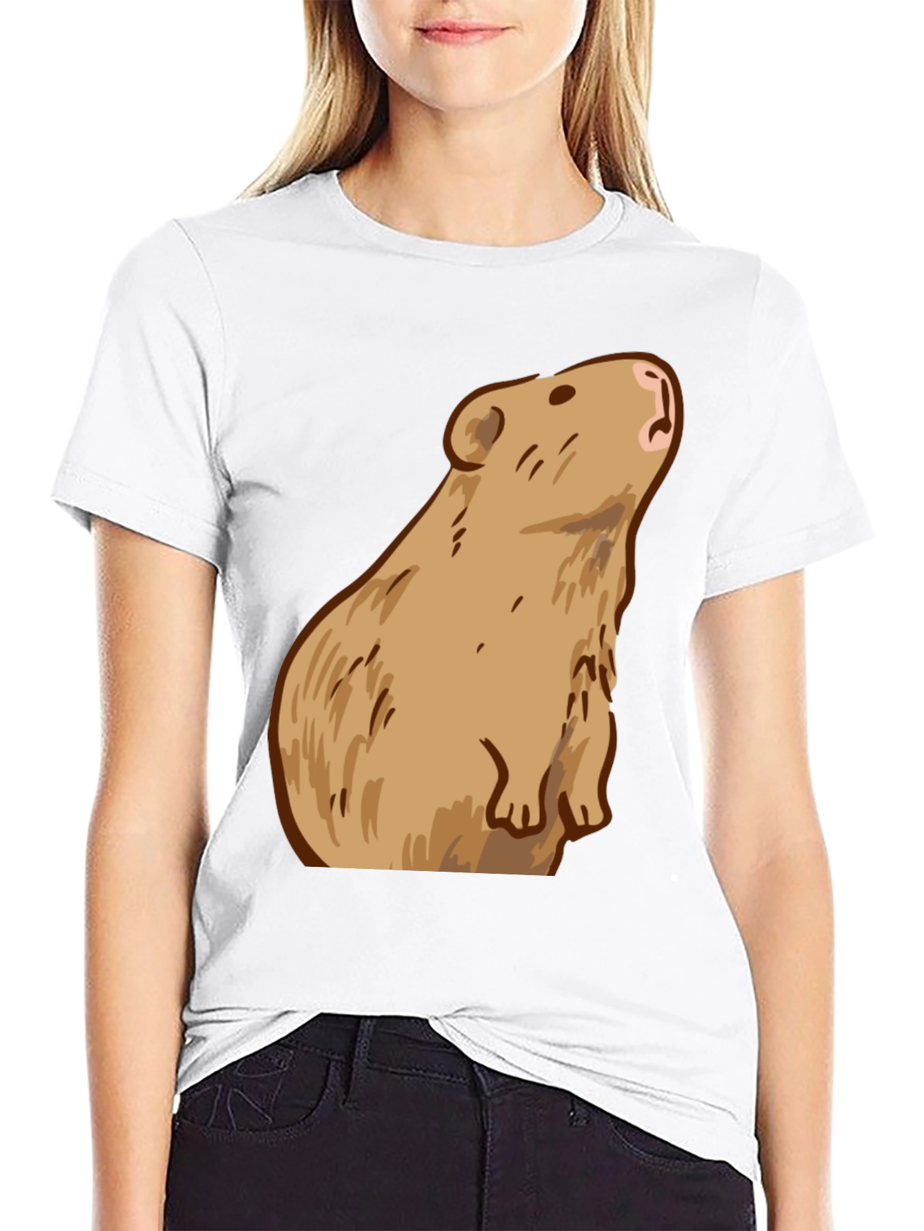 Capybara Graphic Print Tee - Trendy Comfort