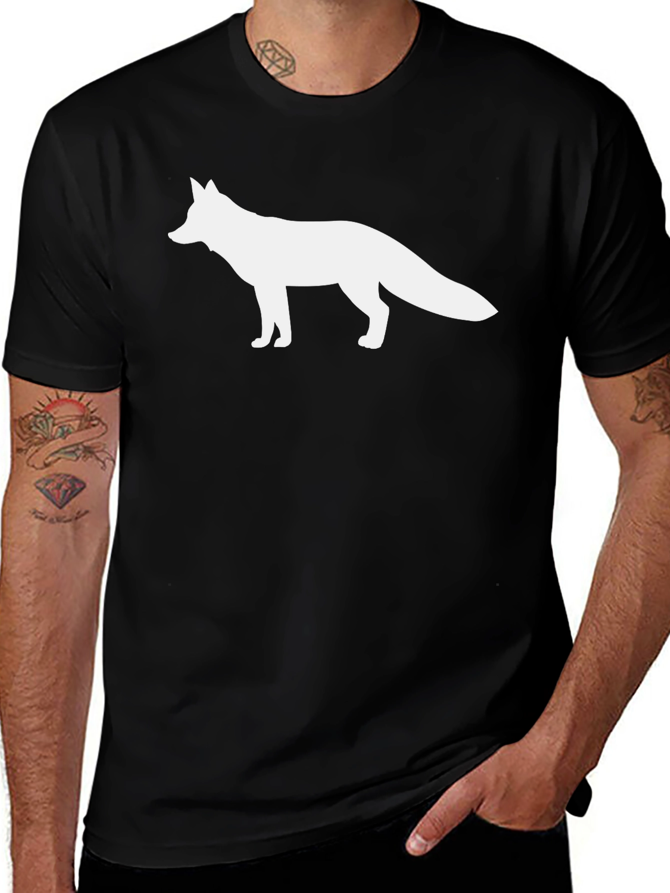 Fox Graphic Black T-Shirt - Classic Crew Neck