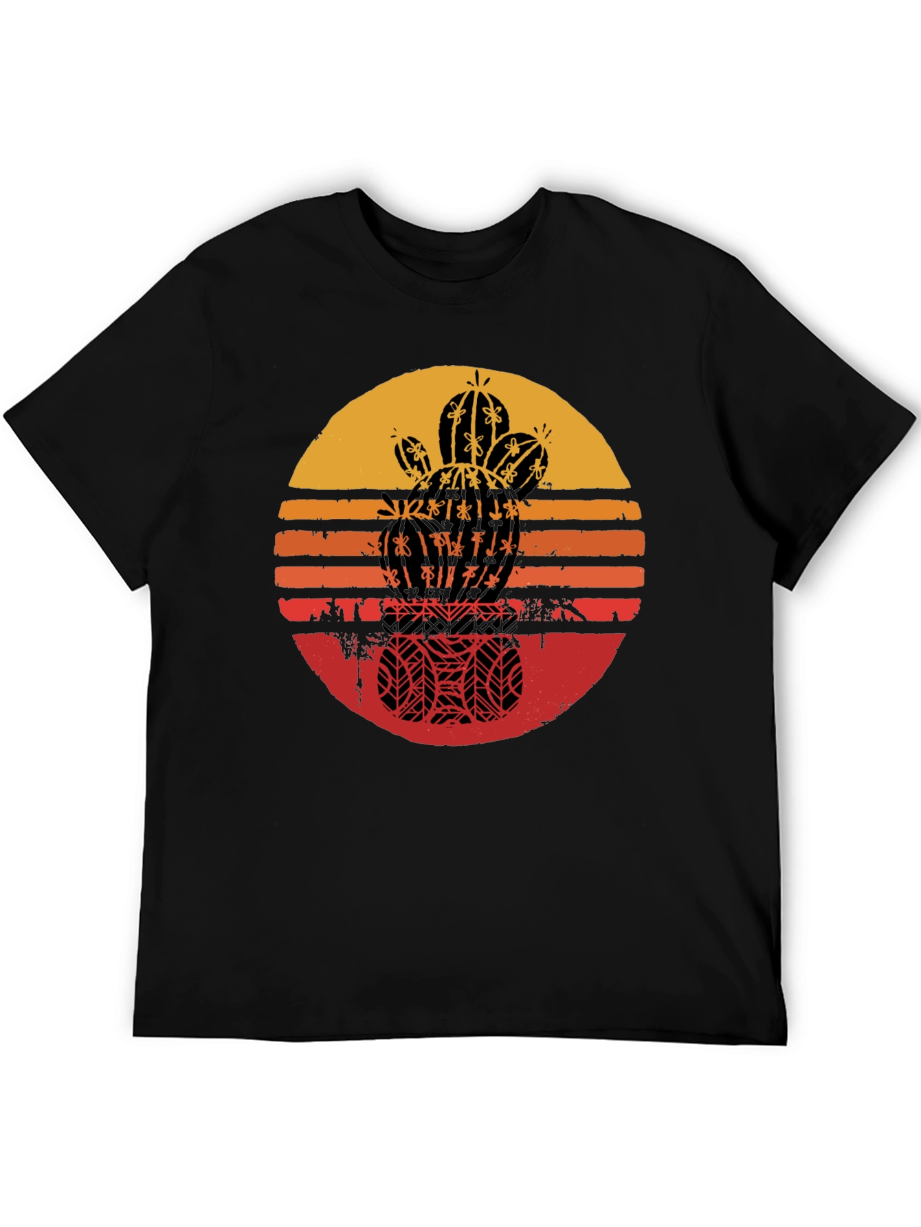 Retro Cactus Sunset Graphic Tee - Black