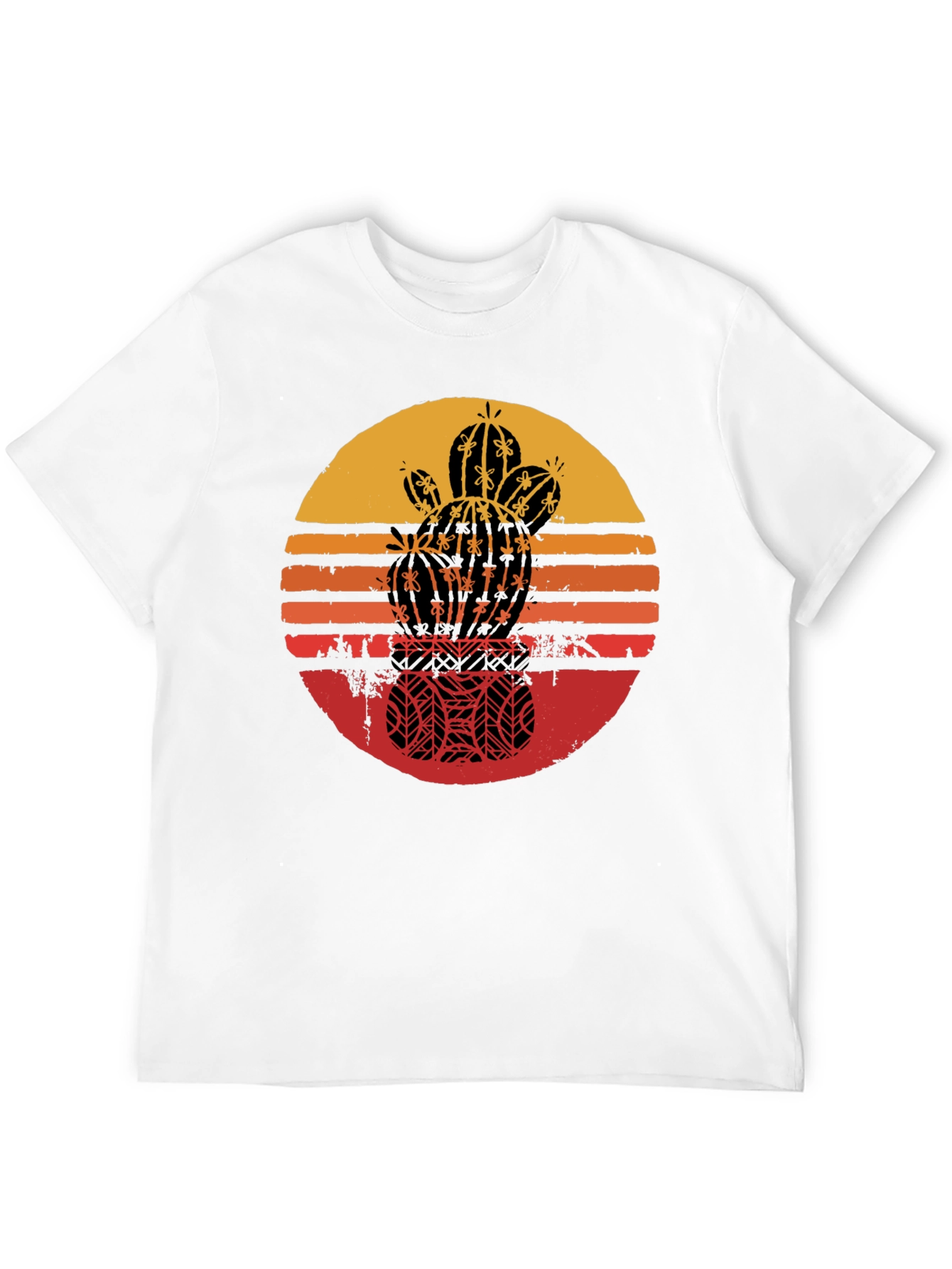Retro Cactus Sunset Graphic Tee - Black