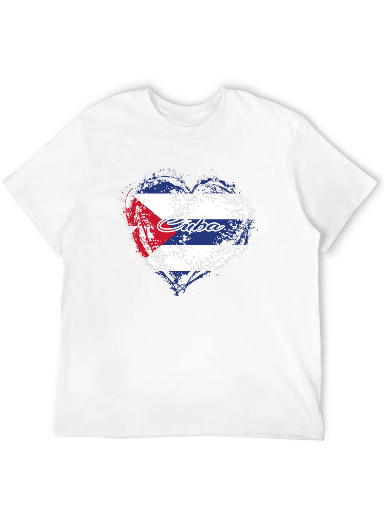 Cuba Flag Heart Graphic T-Shirt - Black