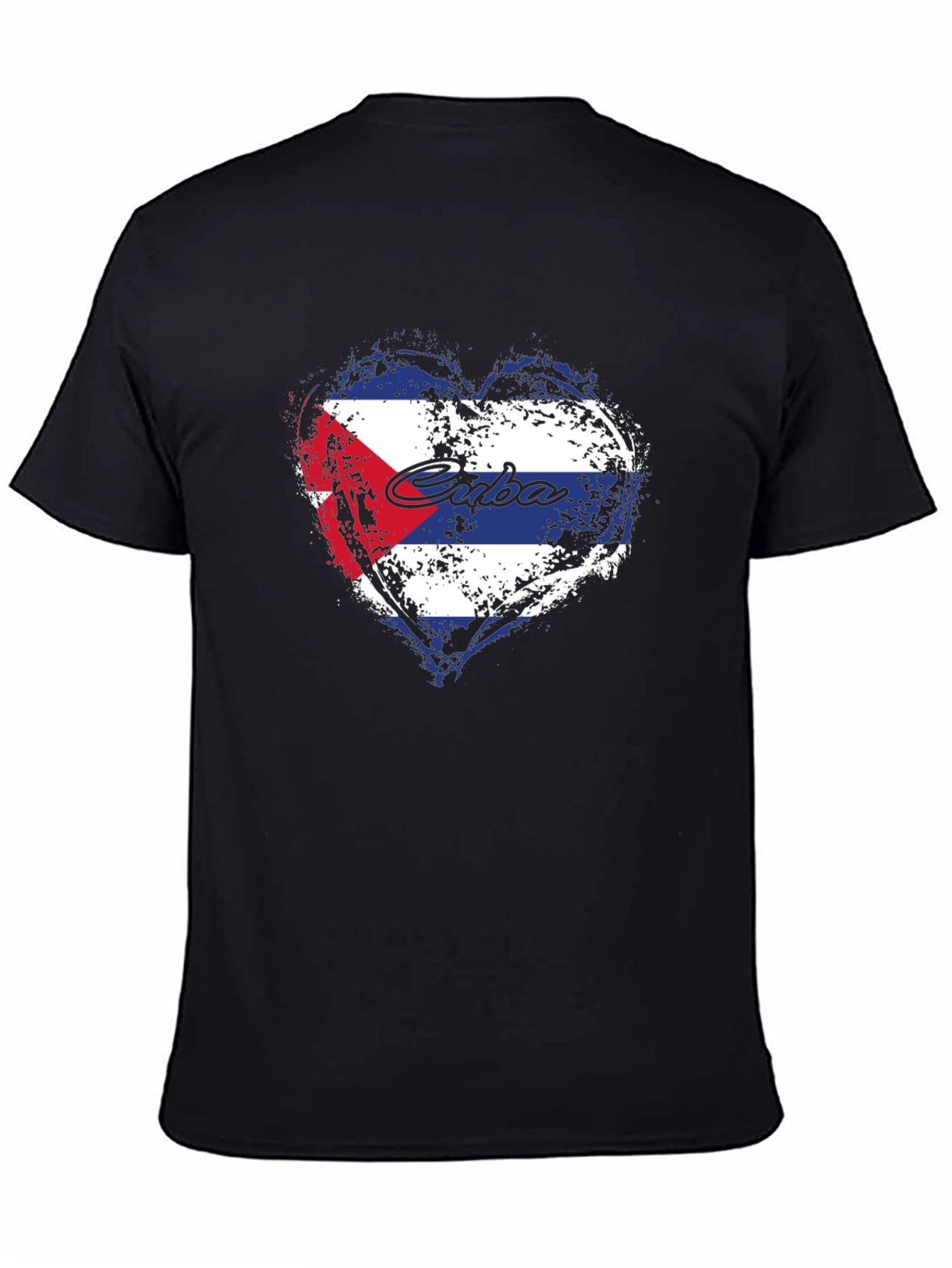 Cuba Flag Heart Graphic T-Shirt - Black