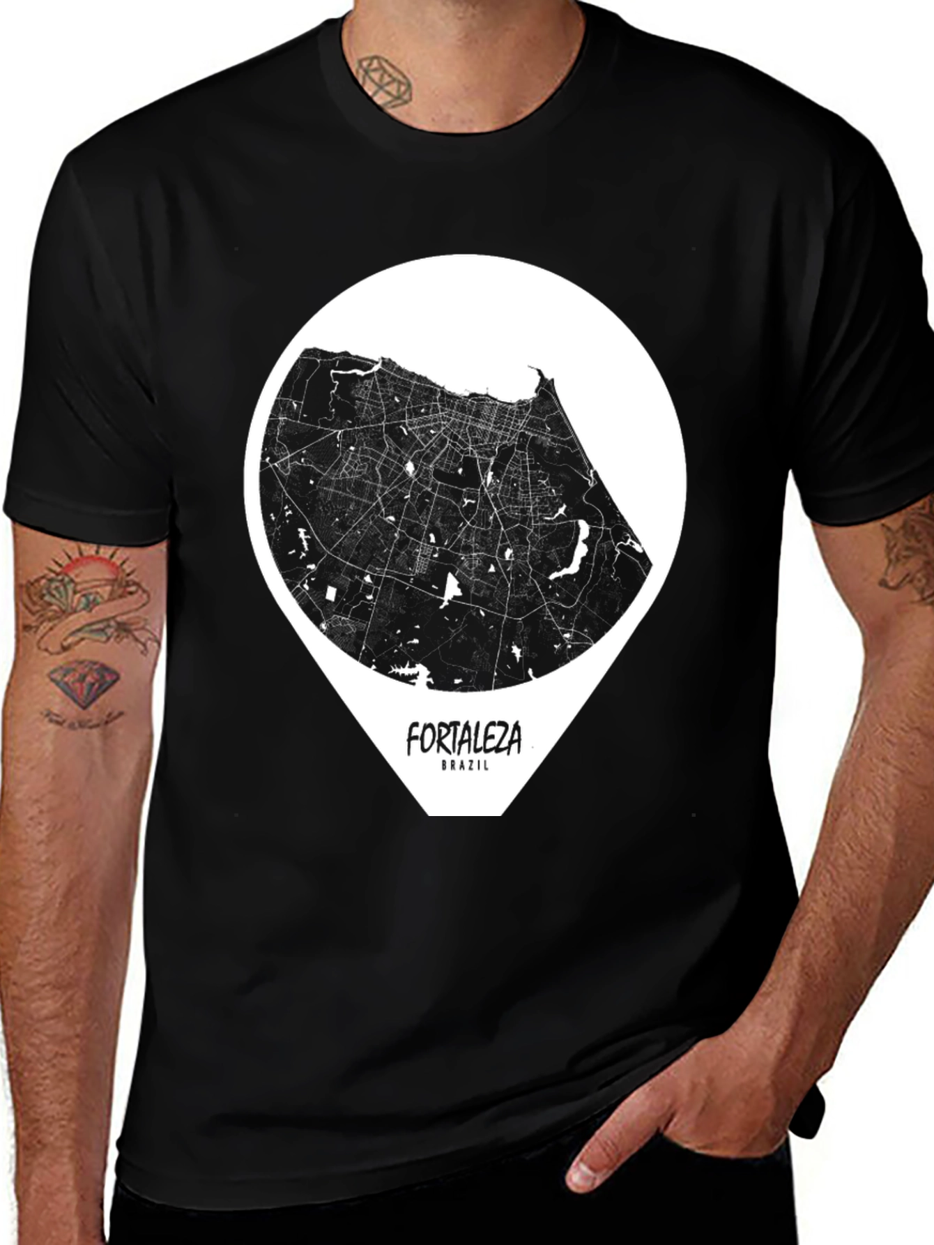 Fortaleza Brazil Map Tee - Modern Graphic T-Shirt