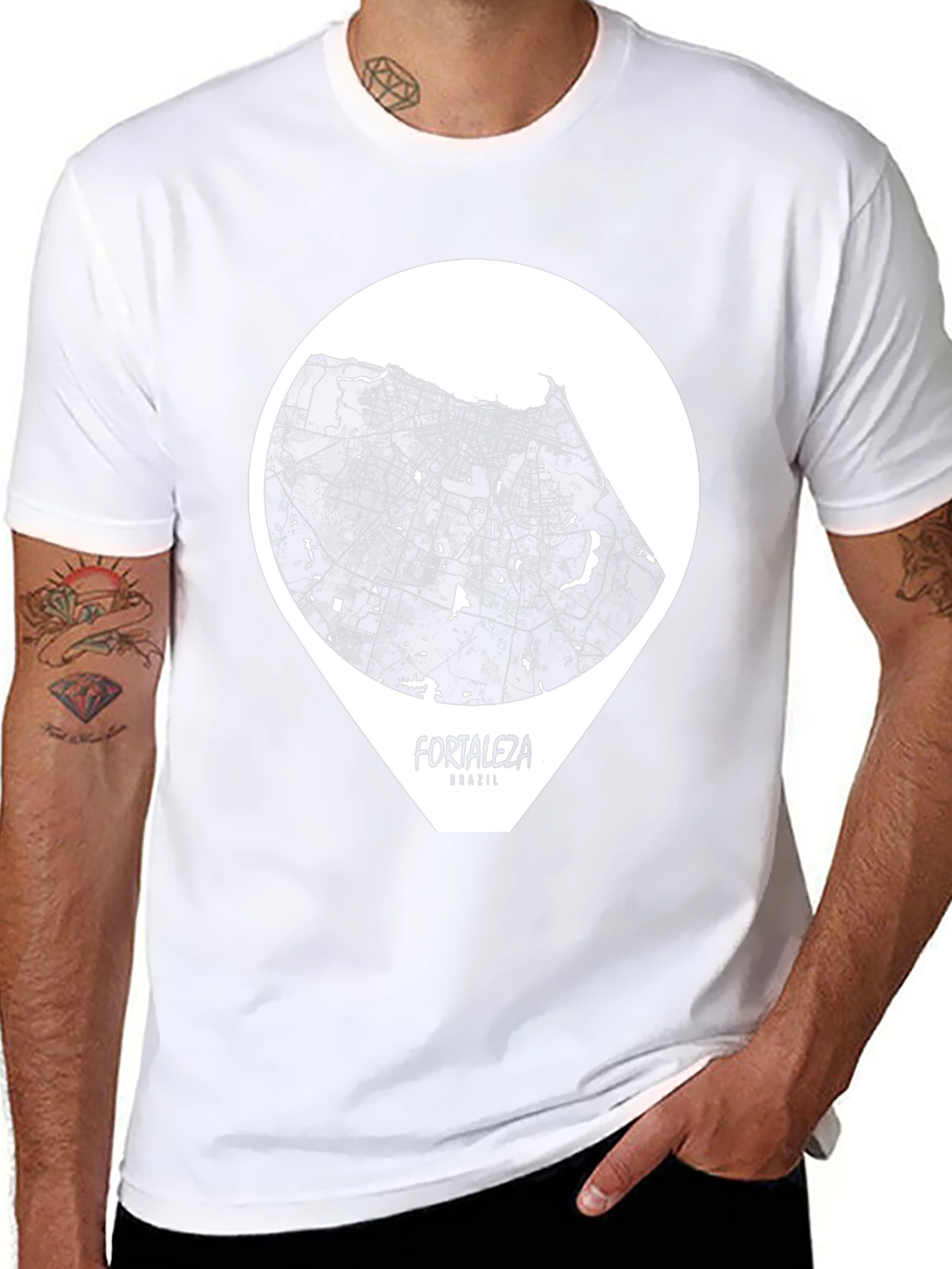 Fortaleza Brazil Map Tee - Modern Graphic T-Shirt