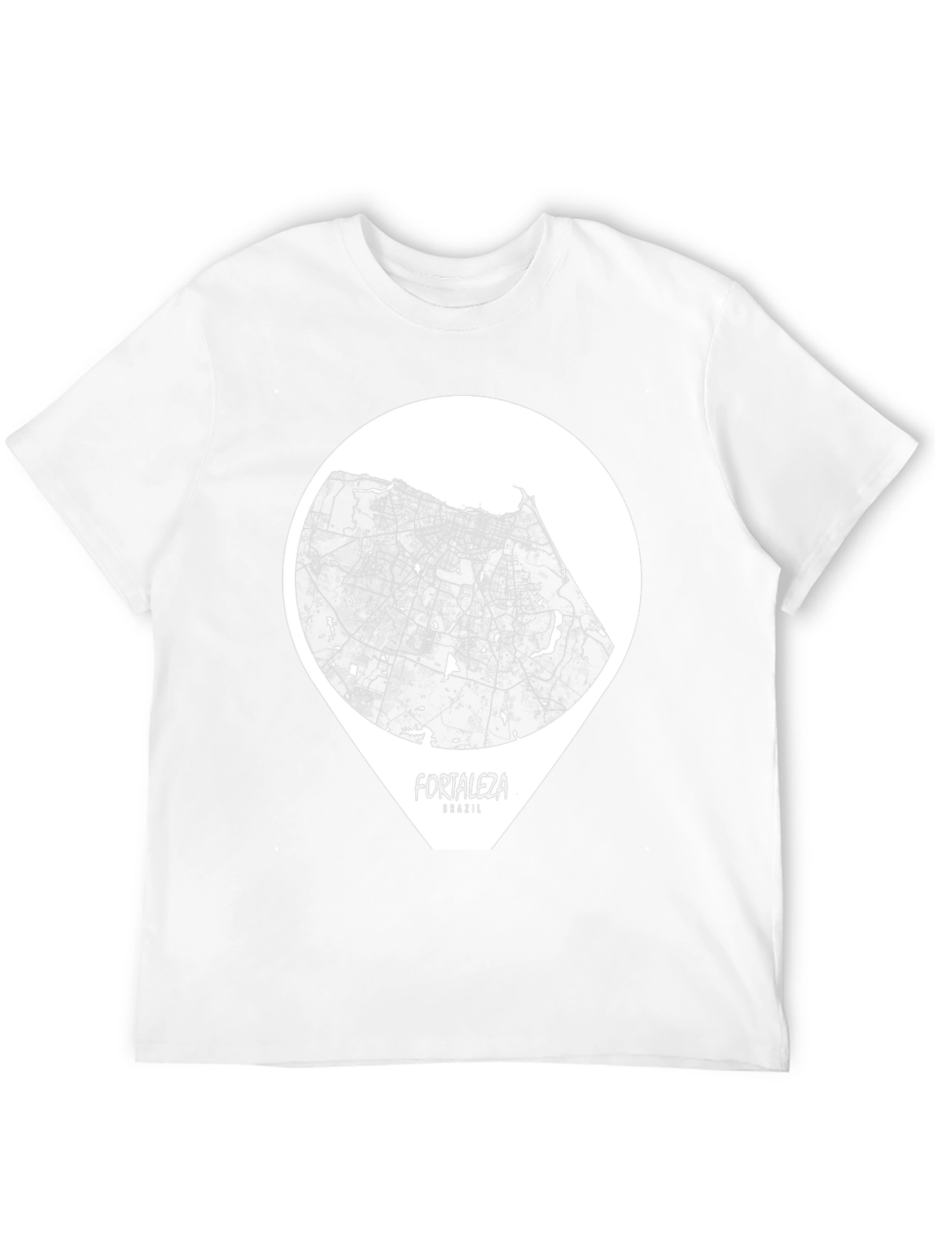Fortaleza Brazil Map Tee - Modern Graphic T-Shirt