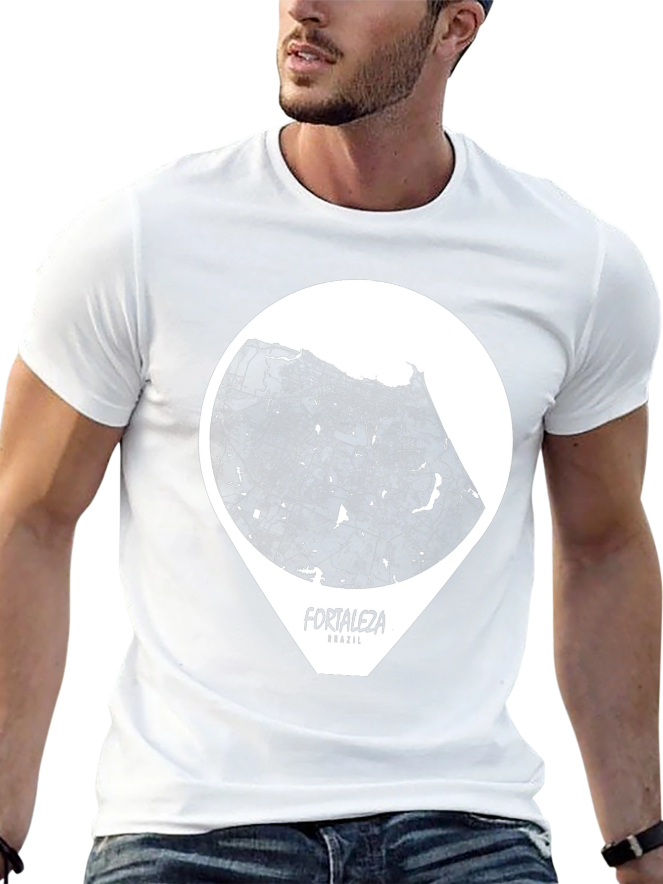 Fortaleza Brazil Map Tee - Modern Graphic T-Shirt
