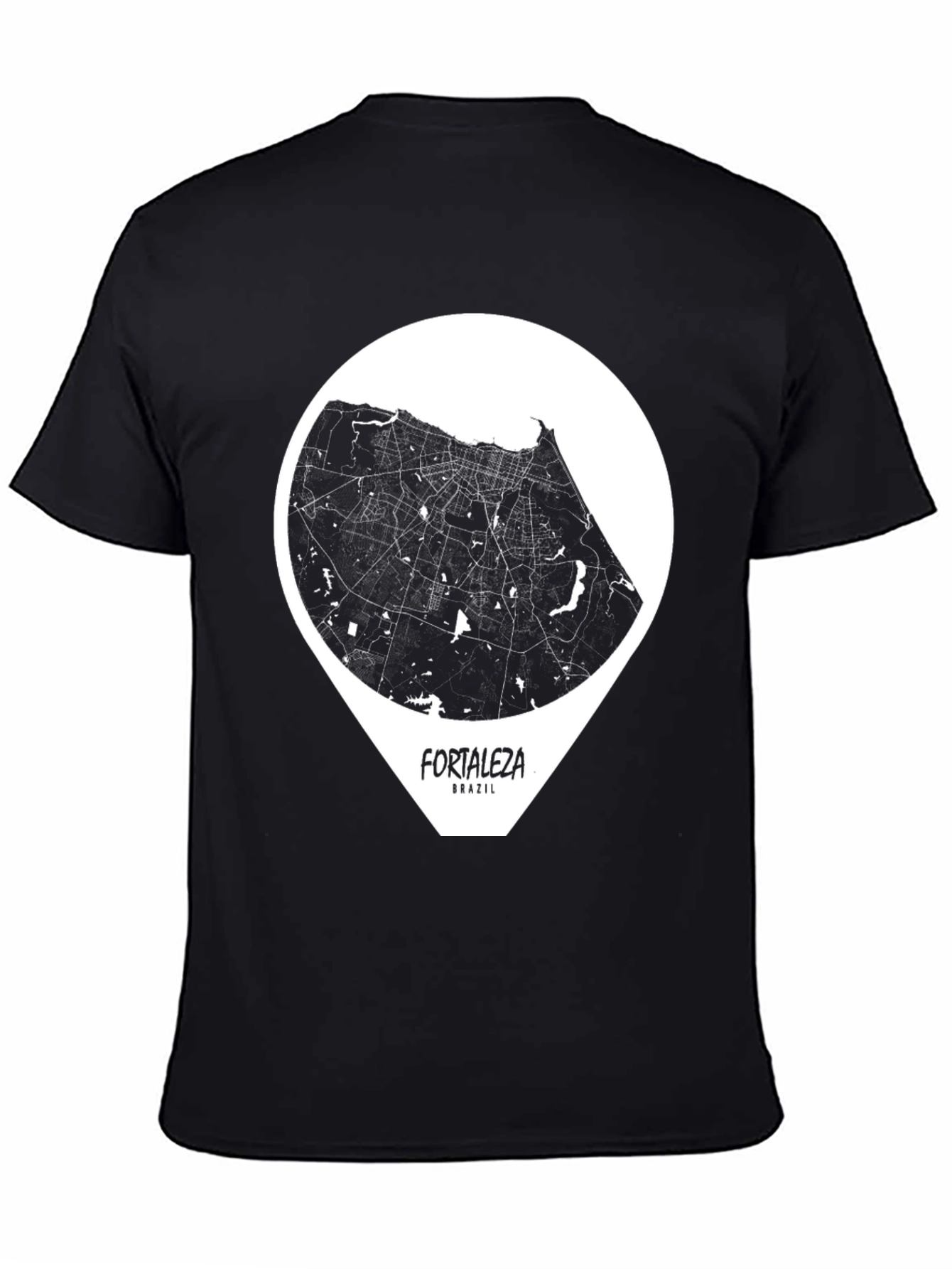 Fortaleza Brazil Map Tee - Modern Graphic T-Shirt