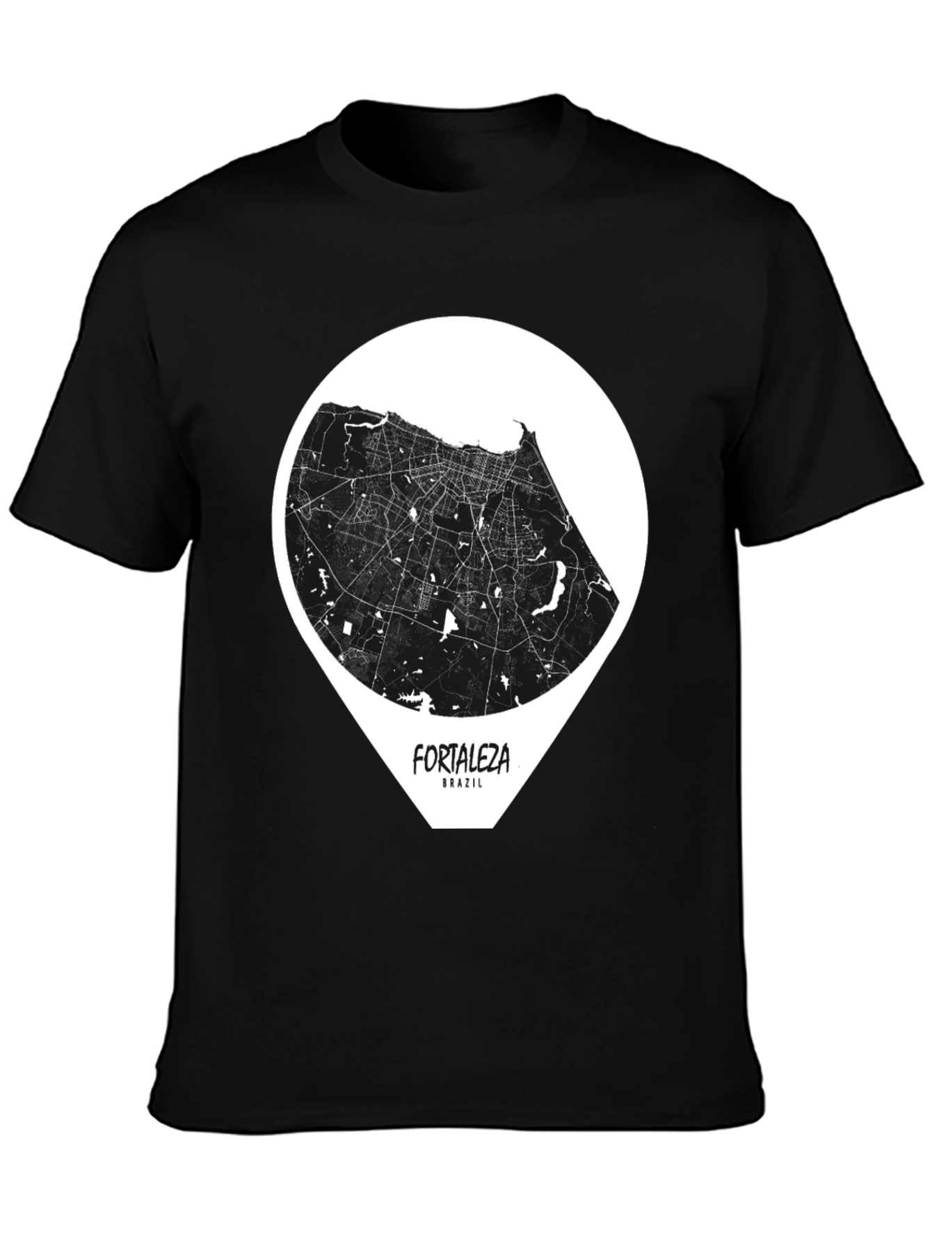 Fortaleza Brazil Map Tee - Modern Graphic T-Shirt