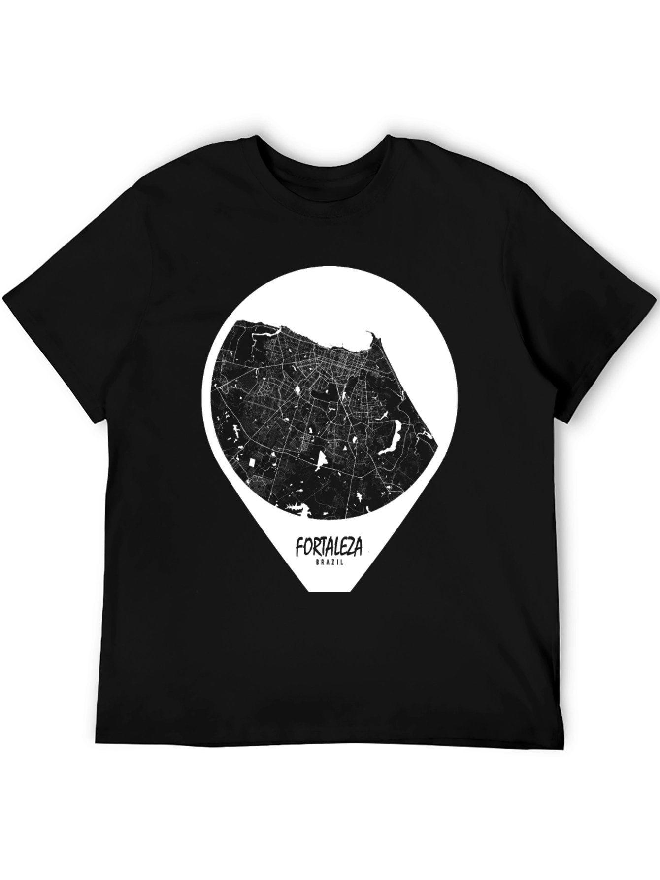 Fortaleza Brazil Map Tee - Modern Graphic T-Shirt