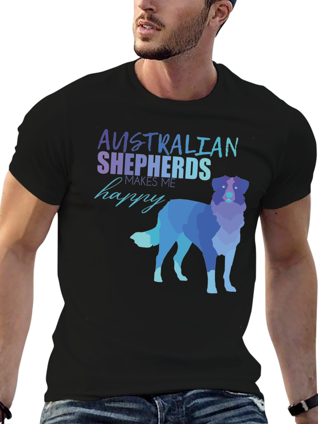 Australian Shepherd T-Shirt - Makes Me Happy Tee