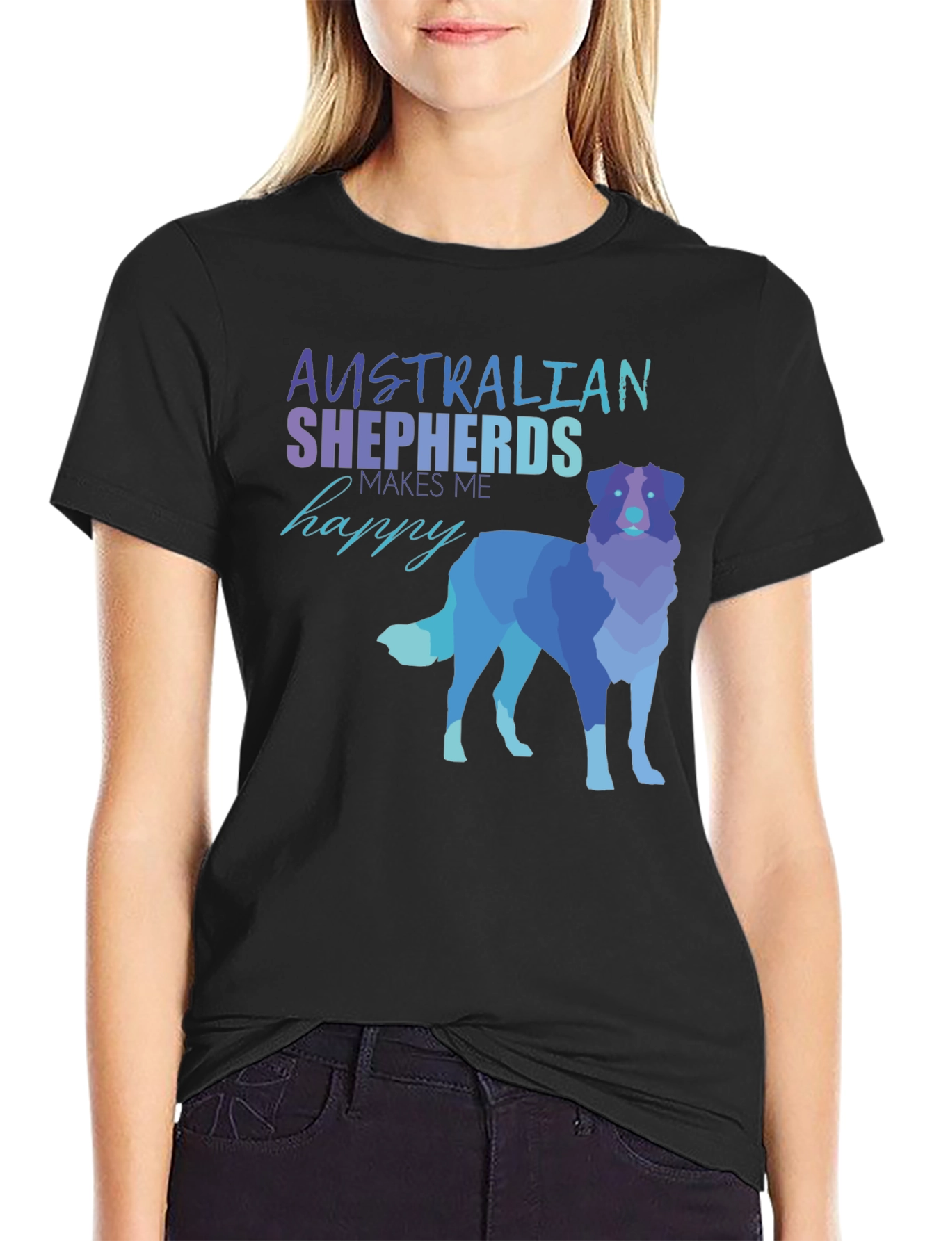 Australian Shepherd T-Shirt - Makes Me Happy Tee