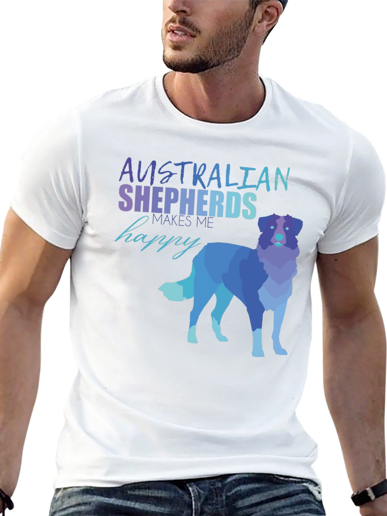 Australian Shepherd T-Shirt - Makes Me Happy Tee