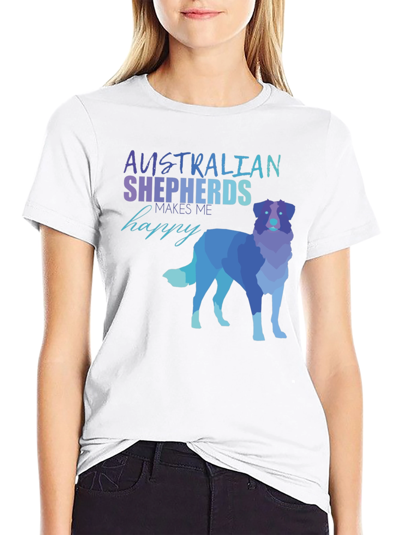 Australian Shepherd T-Shirt - Makes Me Happy Tee