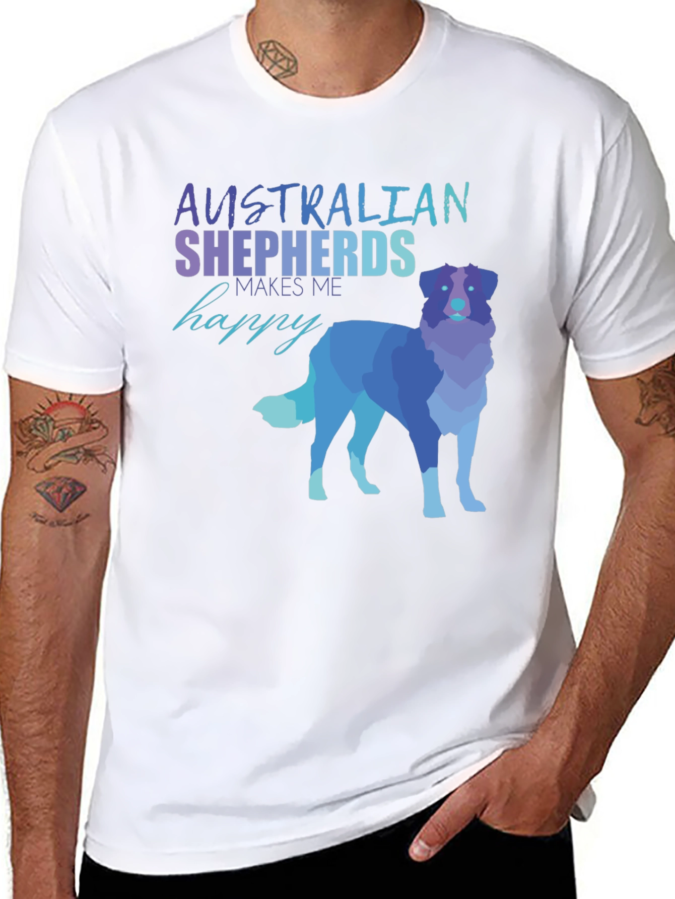 Australian Shepherd T-Shirt - Makes Me Happy Tee