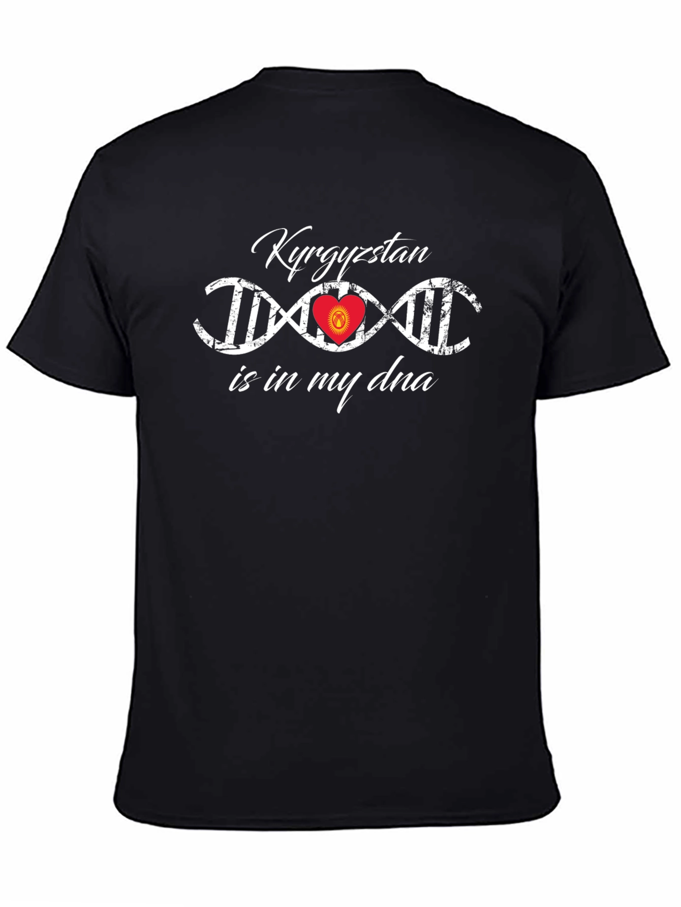 Kyrgyzstan DNA Heart Flag Black T-Shirt