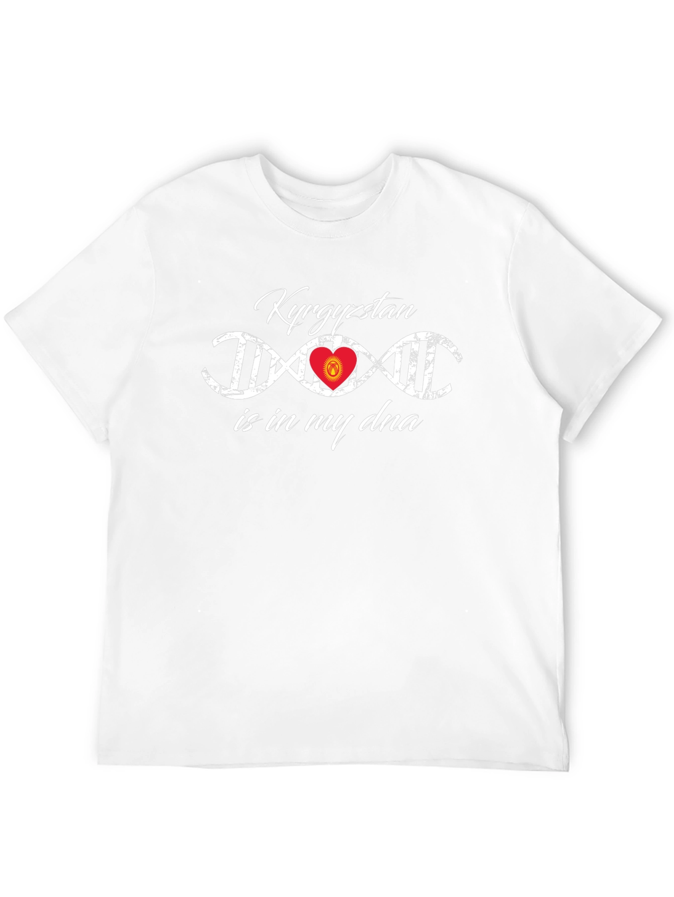 Kyrgyzstan DNA Heart Flag Black T-Shirt