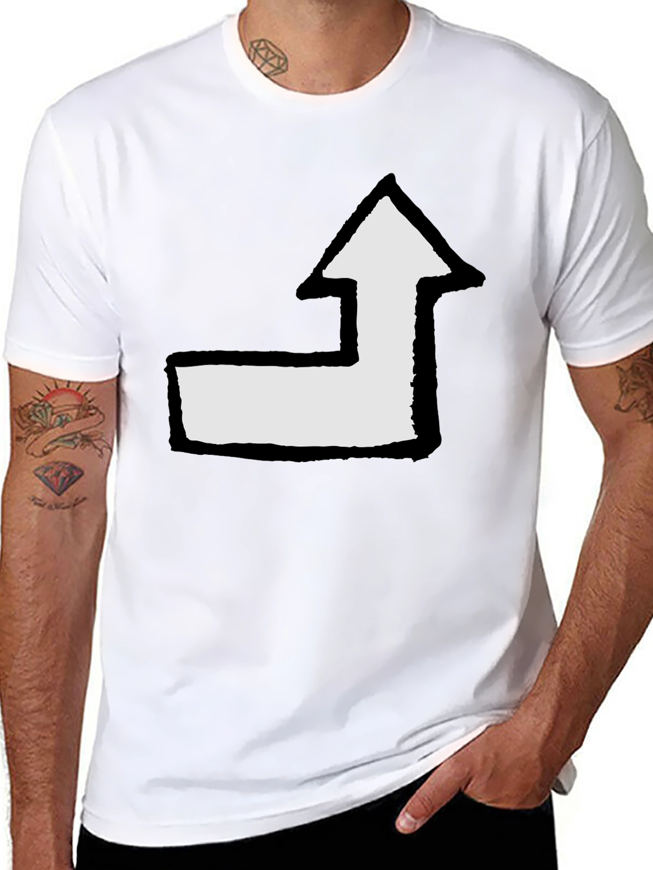 Arrow Graphic Tee - Black Cotton Casual T-Shirt