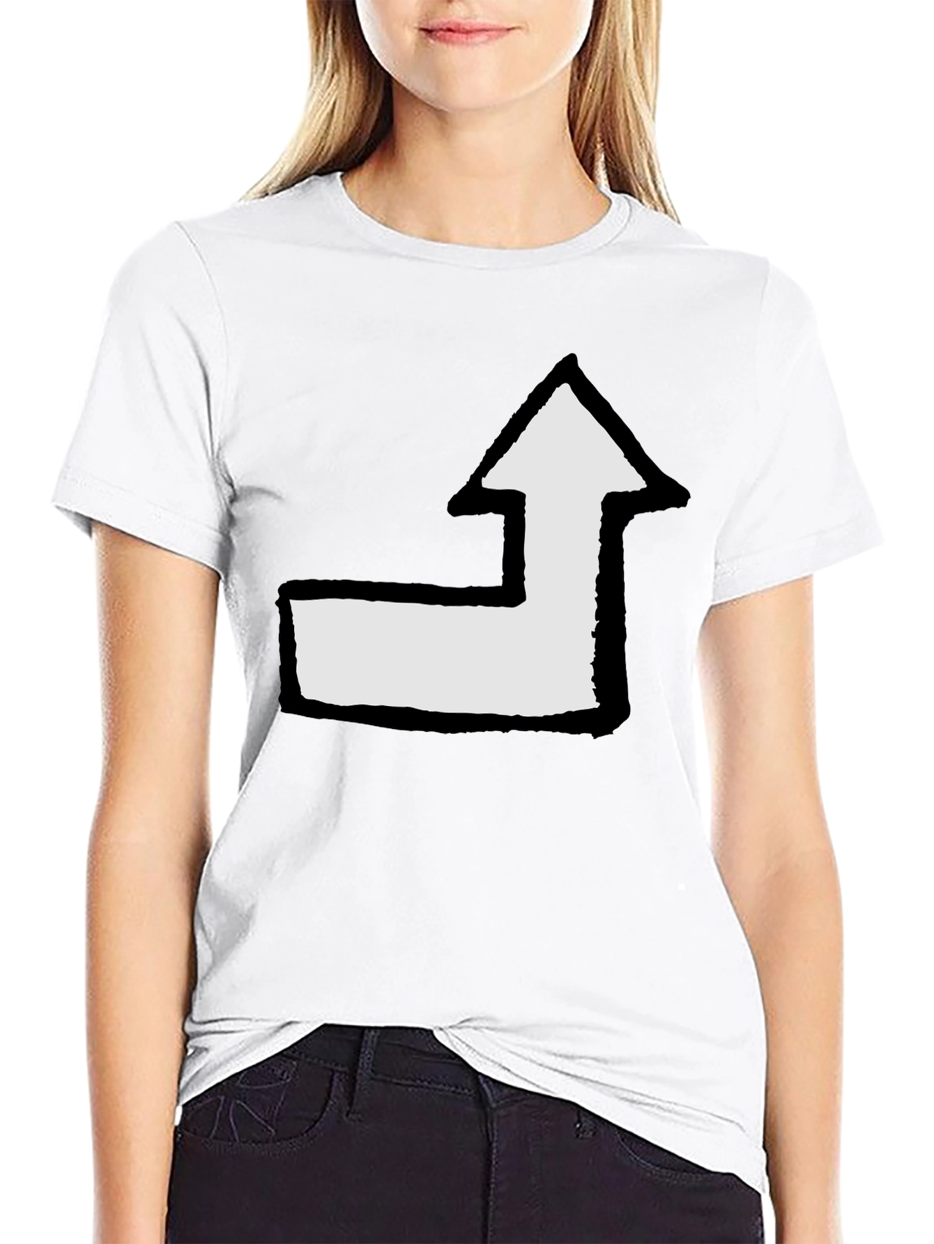 Arrow Graphic Tee - Black Cotton Casual T-Shirt