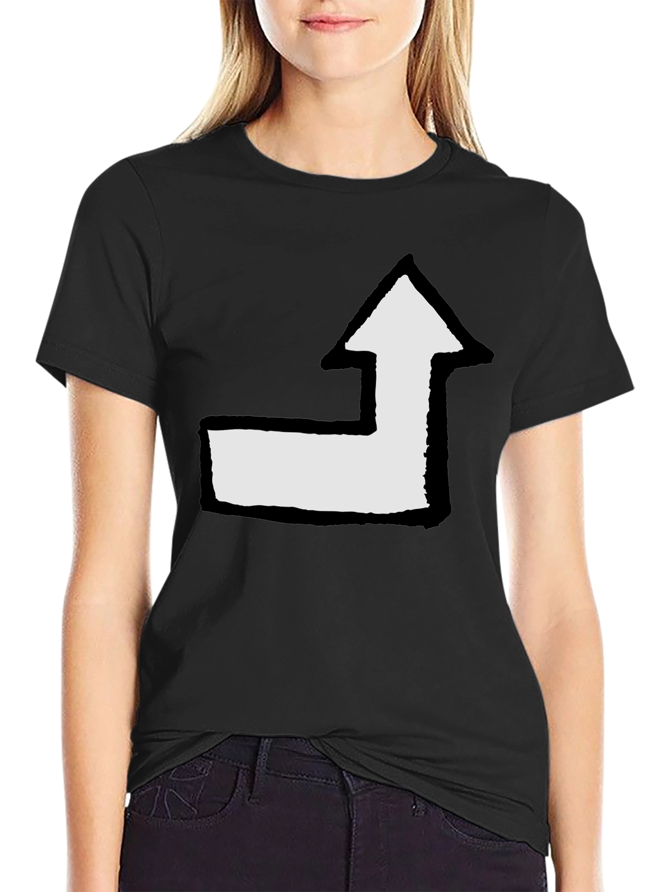 Arrow Graphic Tee - Black Cotton Casual T-Shirt
