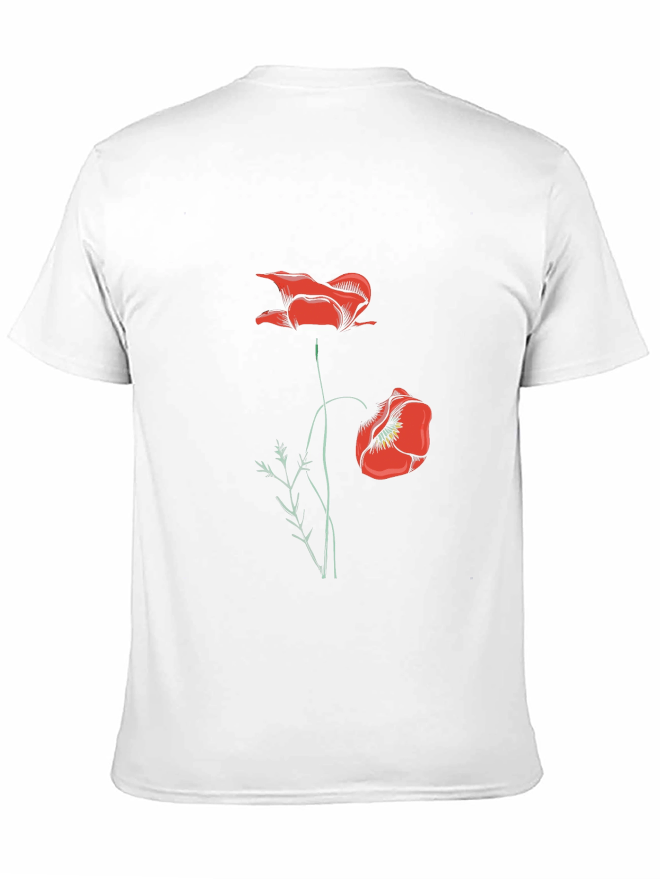 Mens Black T-Shirt with Red Poppy Design