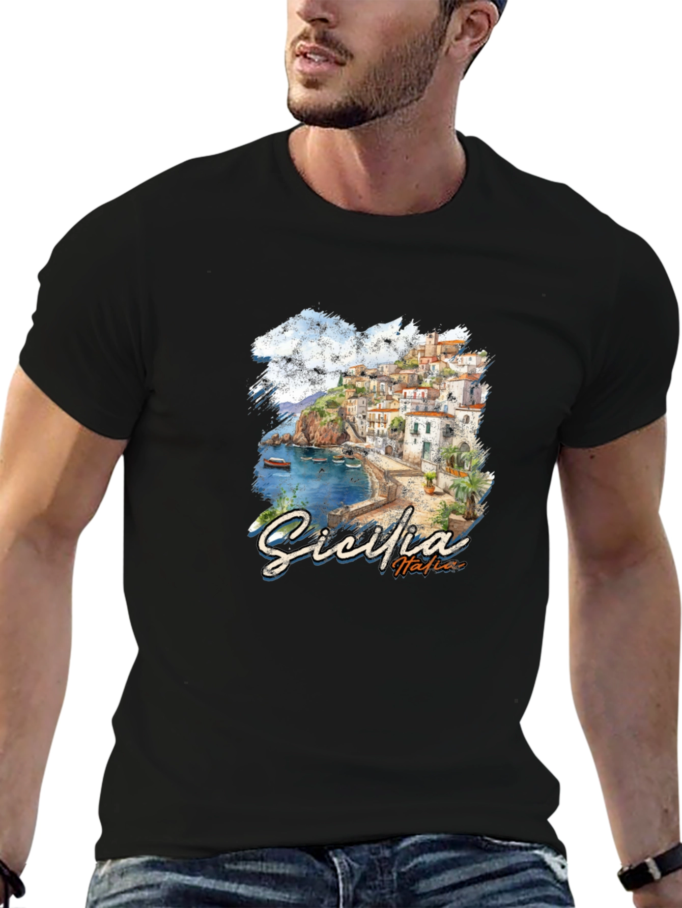Sicilia Italia Graphic T-Shirt - Black