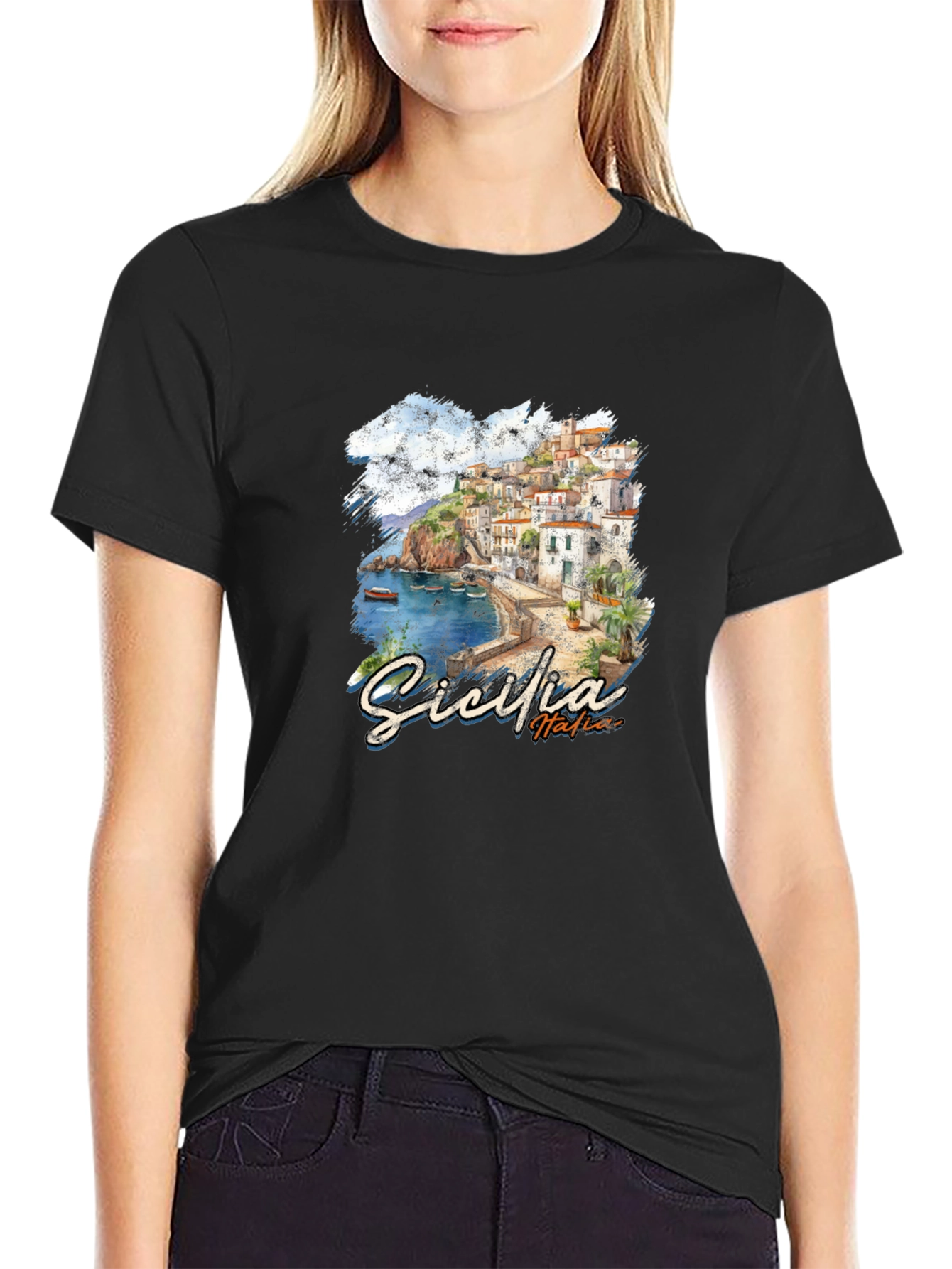 Sicilia Italia Graphic T-Shirt - Black
