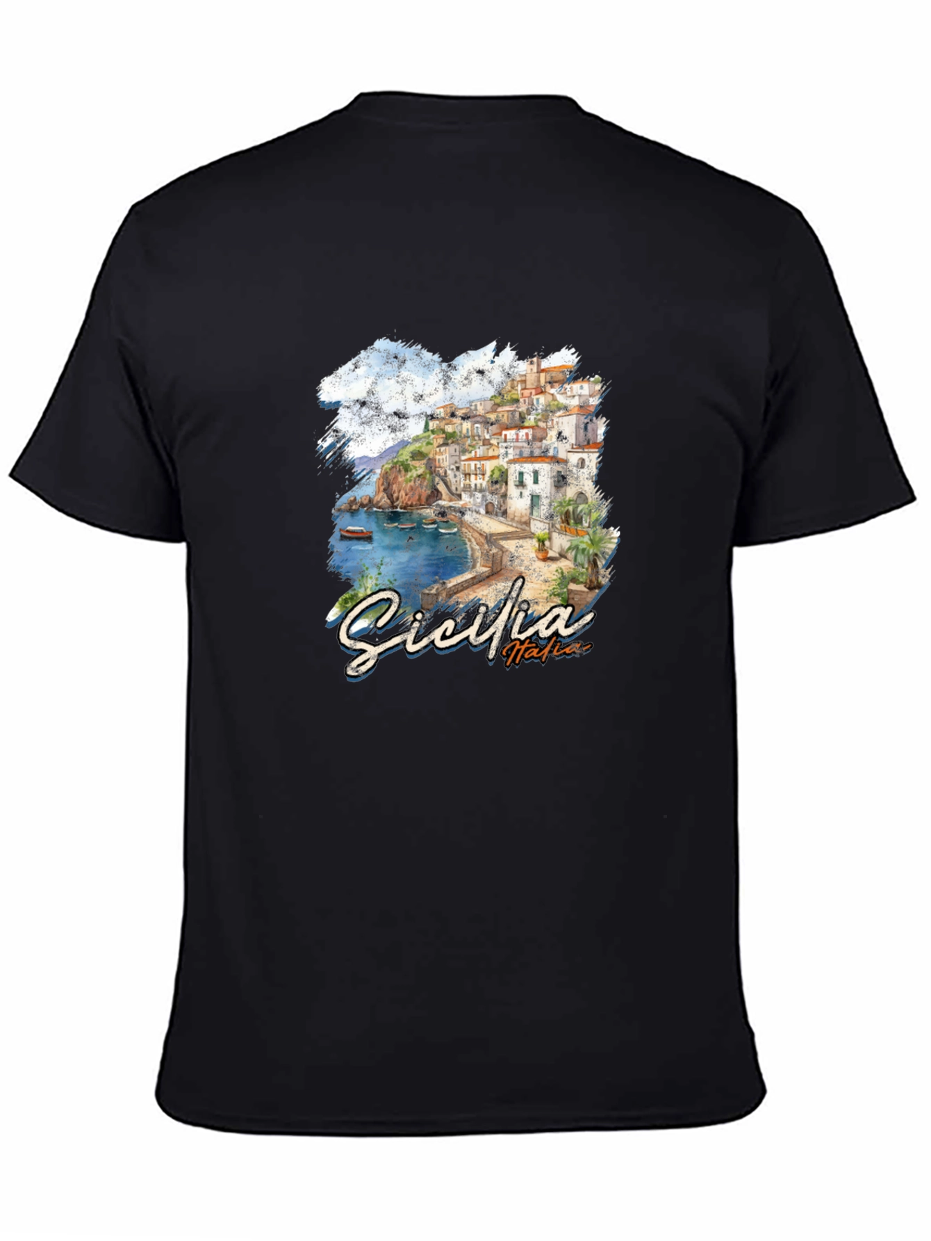 Sicilia Italia Graphic T-Shirt - Black