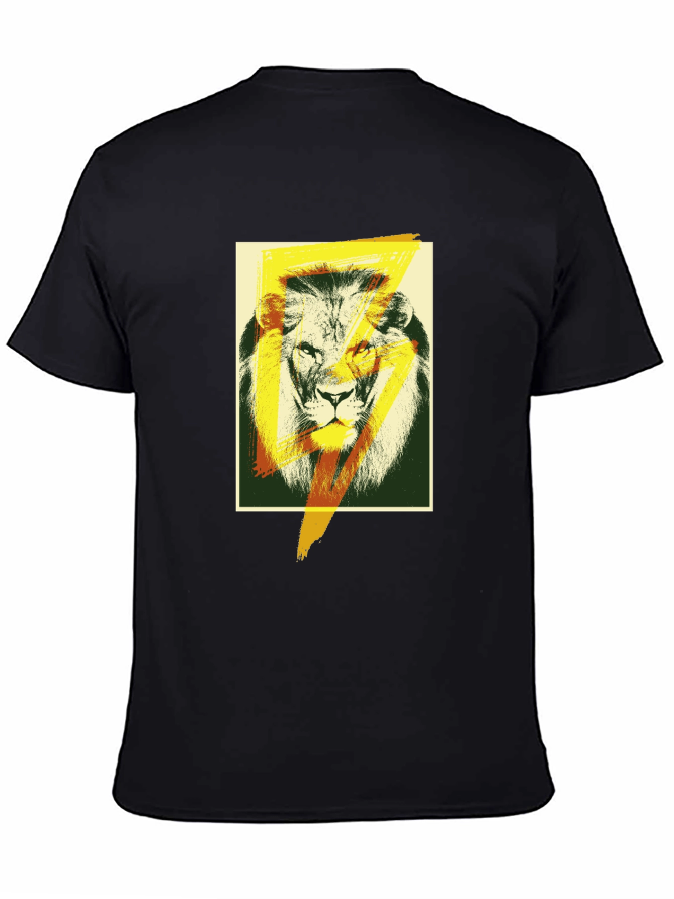 Lion Lightning Bolt Graphic Black T-Shirt